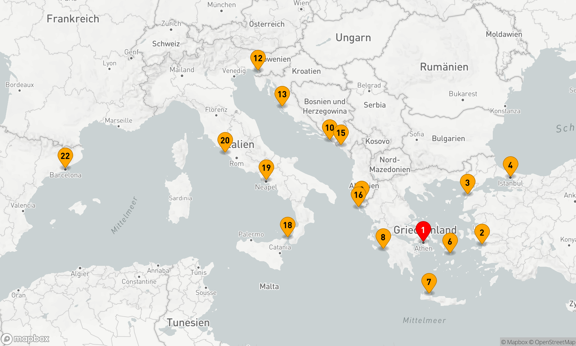 Route 21 Nächte - GRIECHISCHE INSELN MIT ISTANBUL,  DUBROVNIK,  ITALIEN & SPANIEN