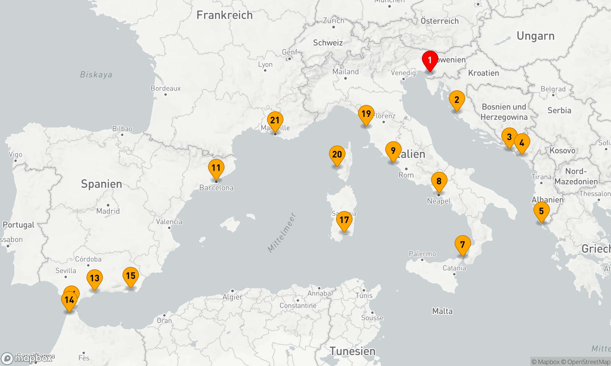 Route 21 Nächte - ADRIATISCHES & WESTLICHES MITTELMEER: ITALIEN & SPANIEN