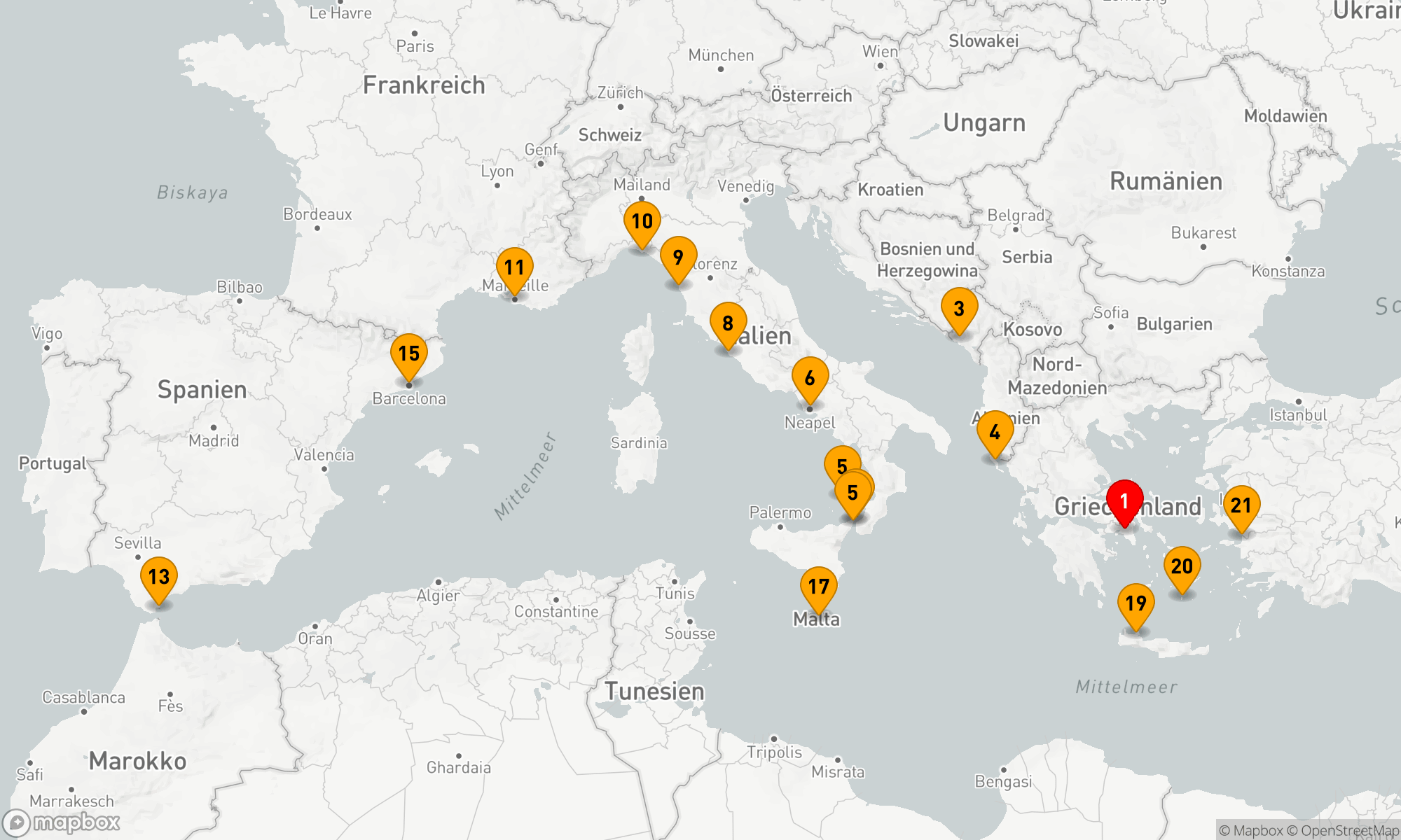 Route 21 Nächte - NEAPEL,  MALTA & GRIECHISCHE INSELN