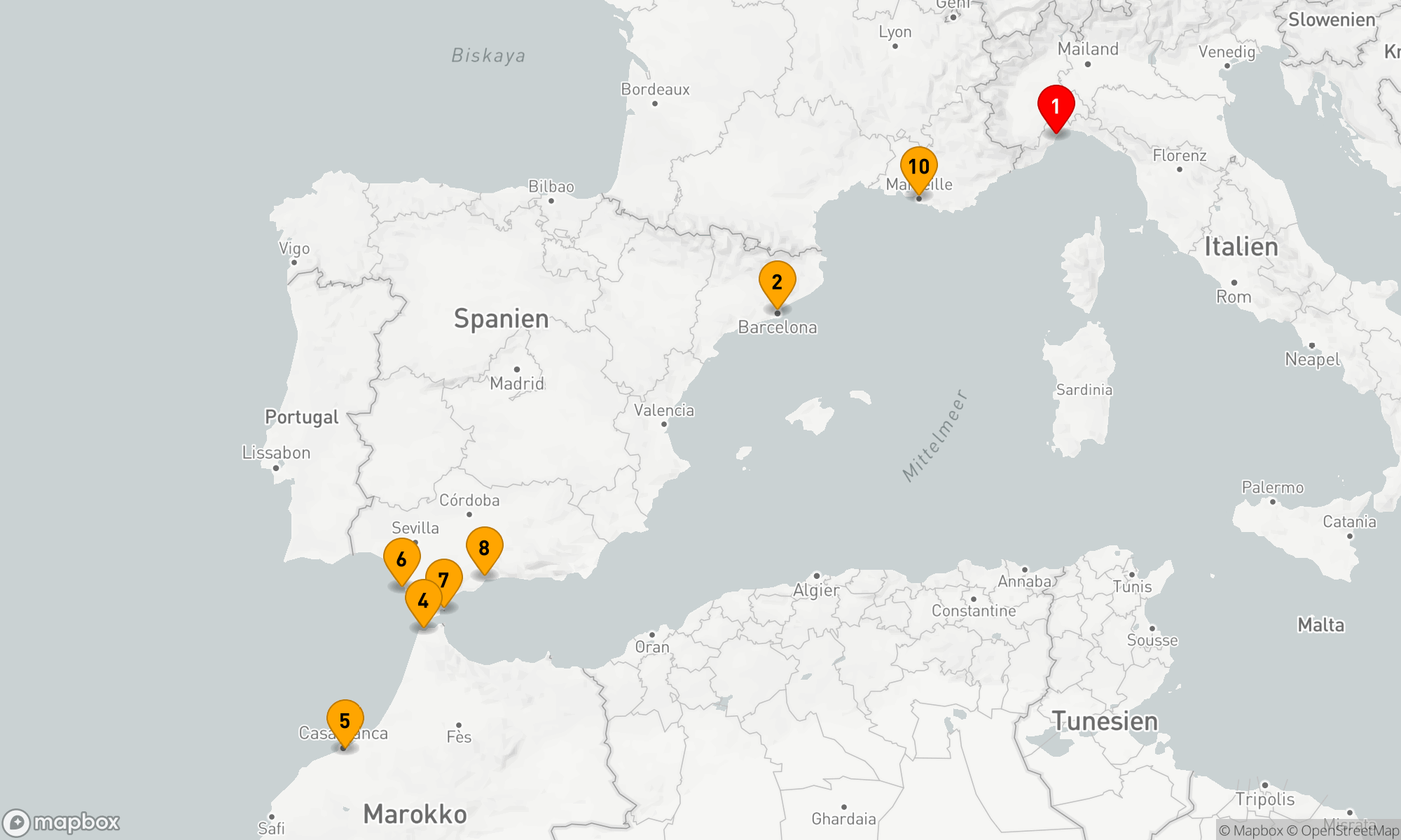 Route 10 Nächte - Mediterrane Impressionen und Atlantische Entdeckungen