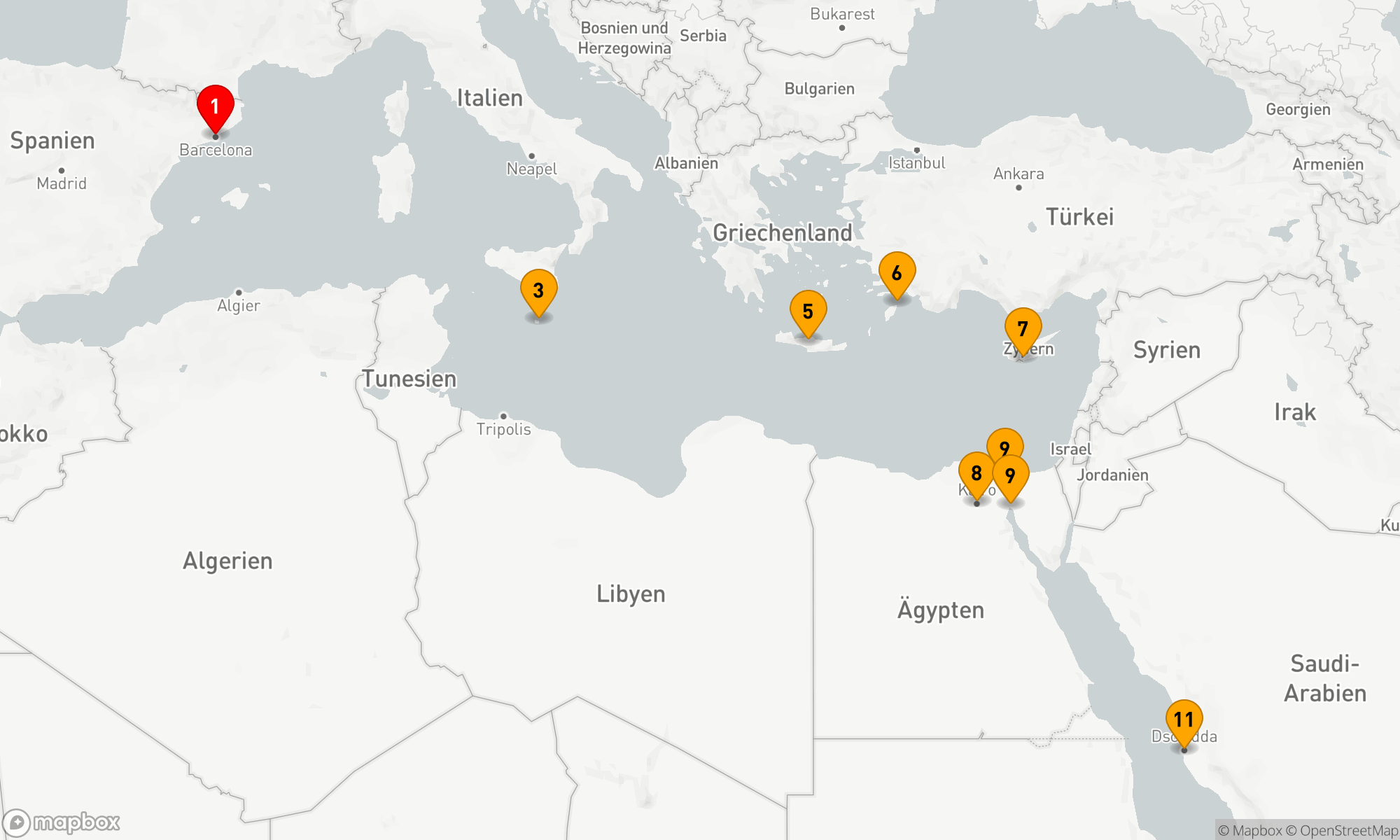Route 11 Nächte - Von Gaudí zu den Pharaonen: Eine Reise durch Kultur und Geschichte
