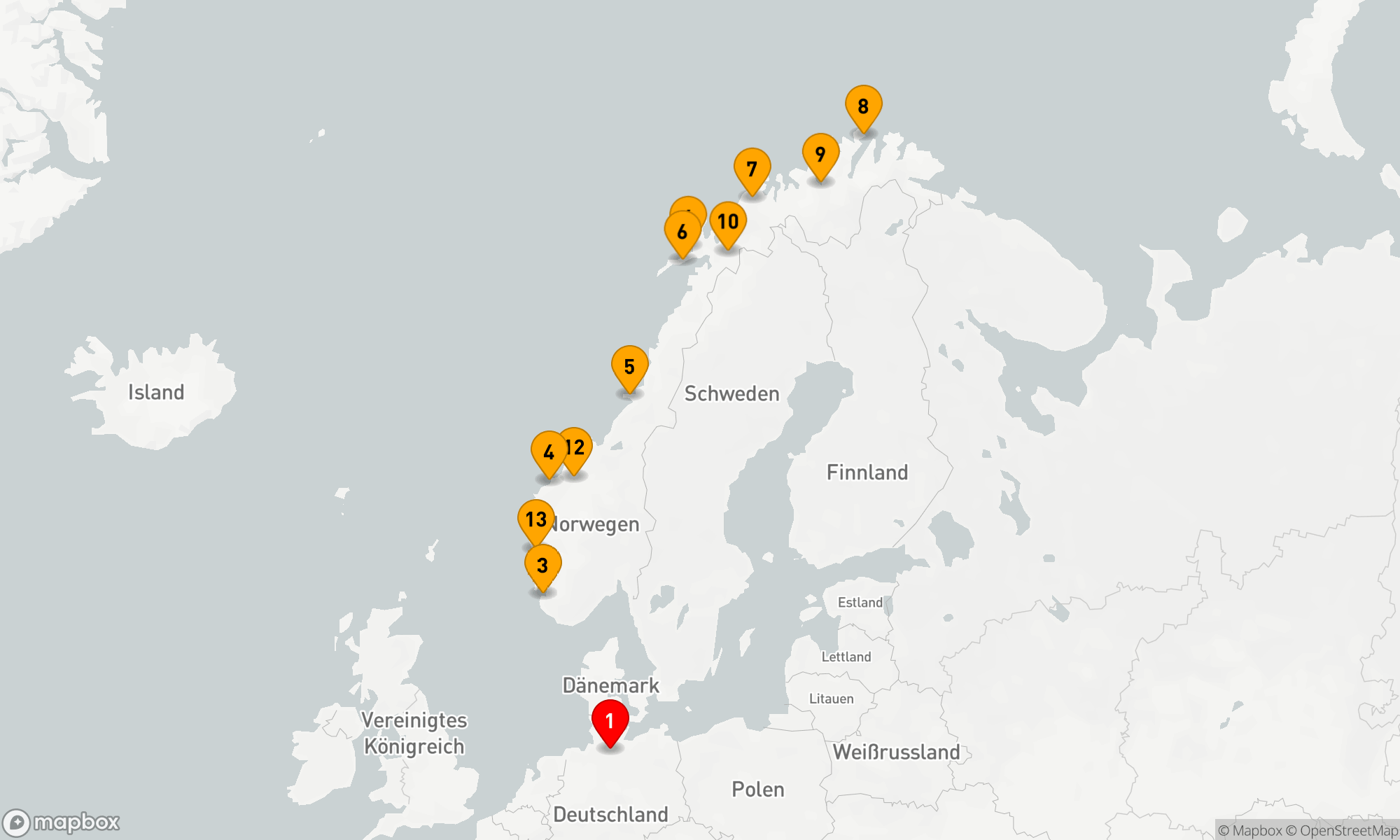 Route 14 Nächte - Die Nordkap-Linie ab Hamburg