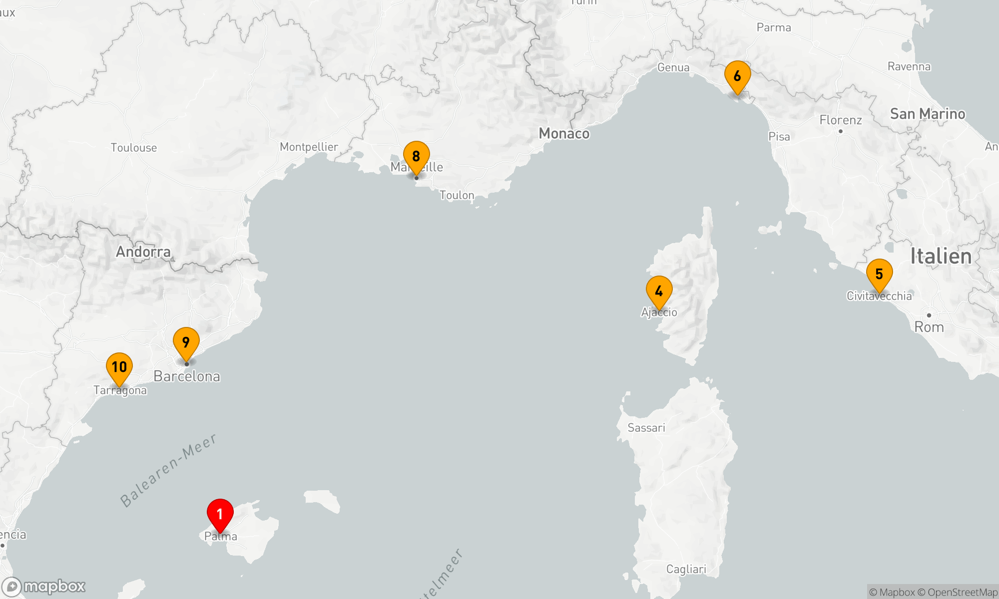 Route 10 Nächte - Höhepunkte des westlichen Mittelmeers