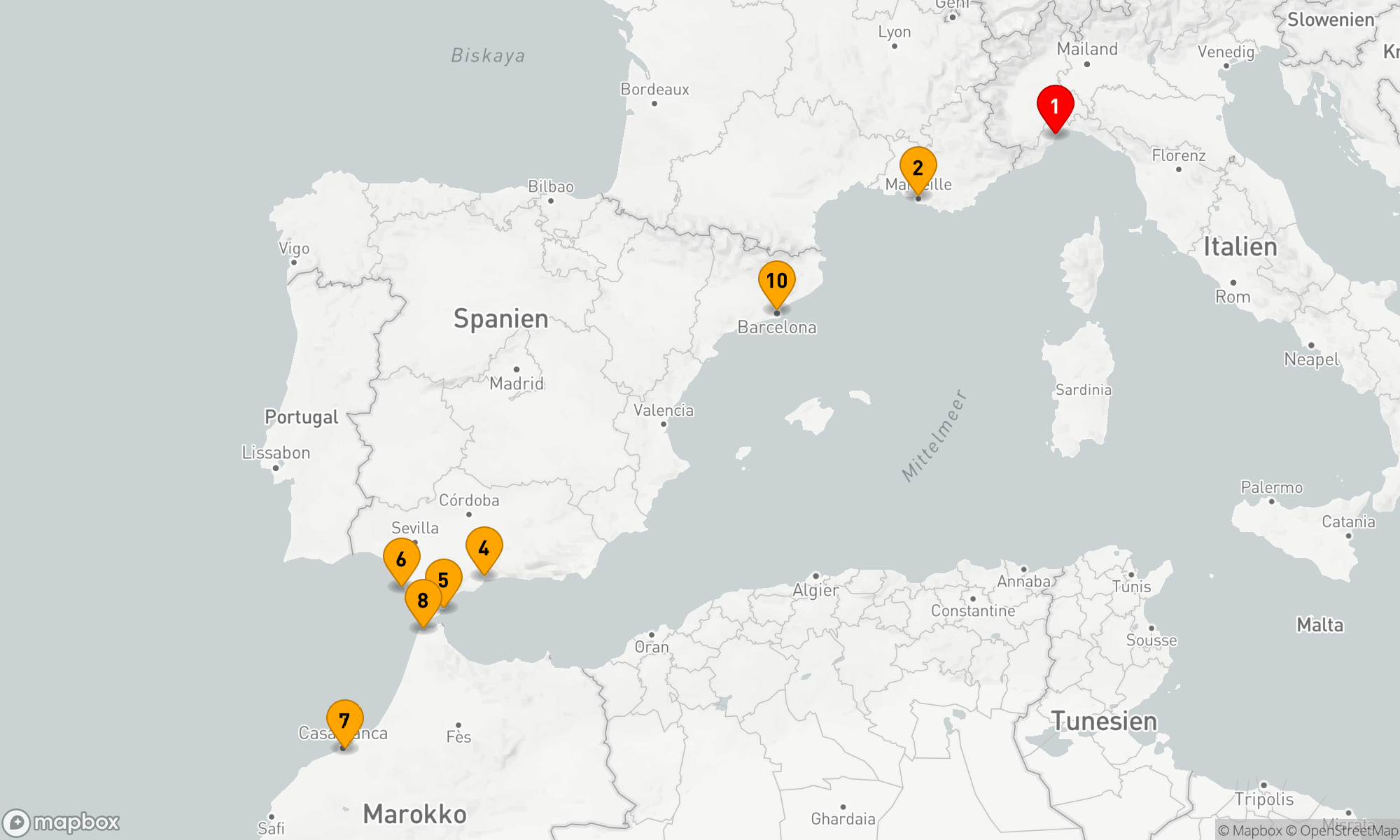 Route 10 Nächte - Mittelmeerzauber und Atlantikträume