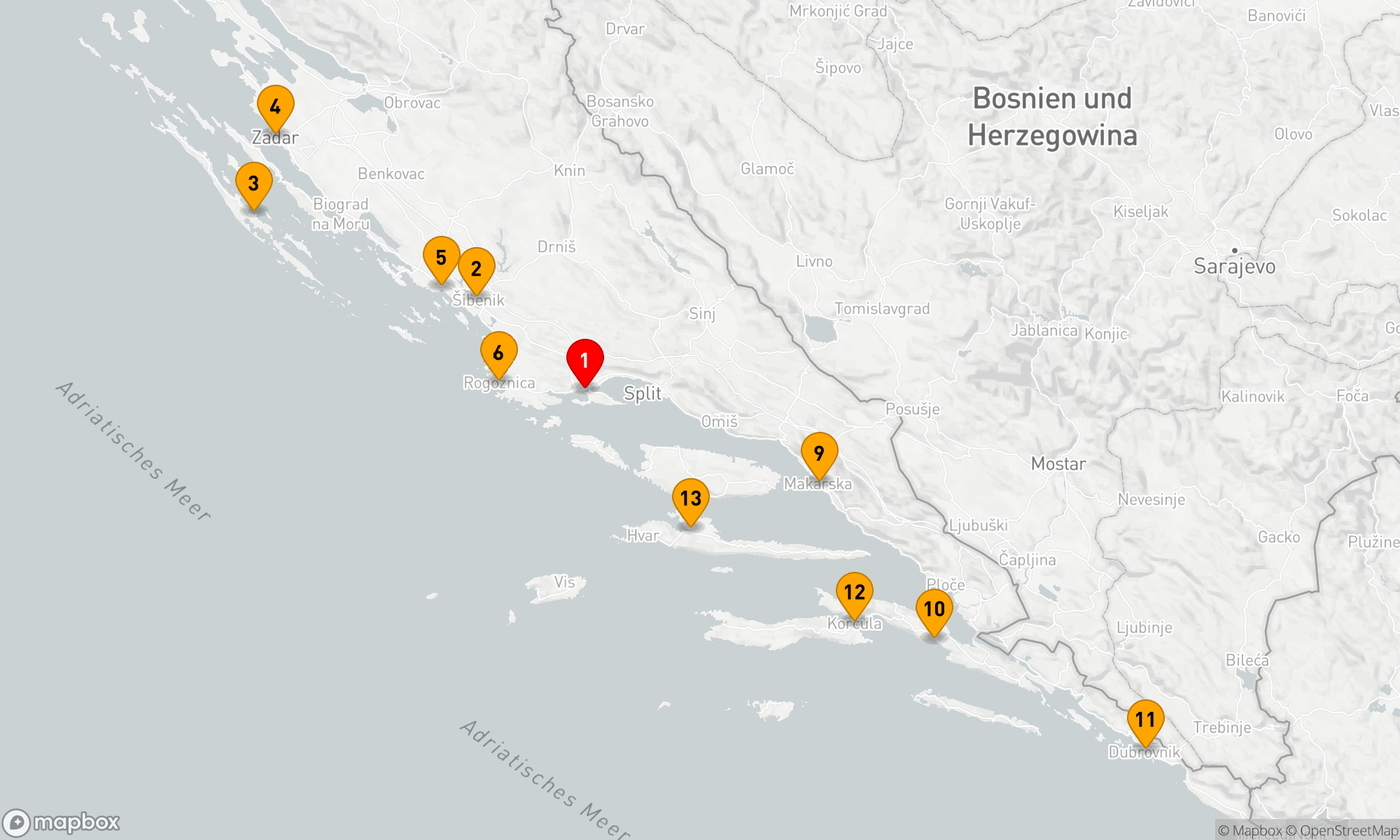Route 14 Nächte - Die Ufer Dalmatiens intensiv erleben