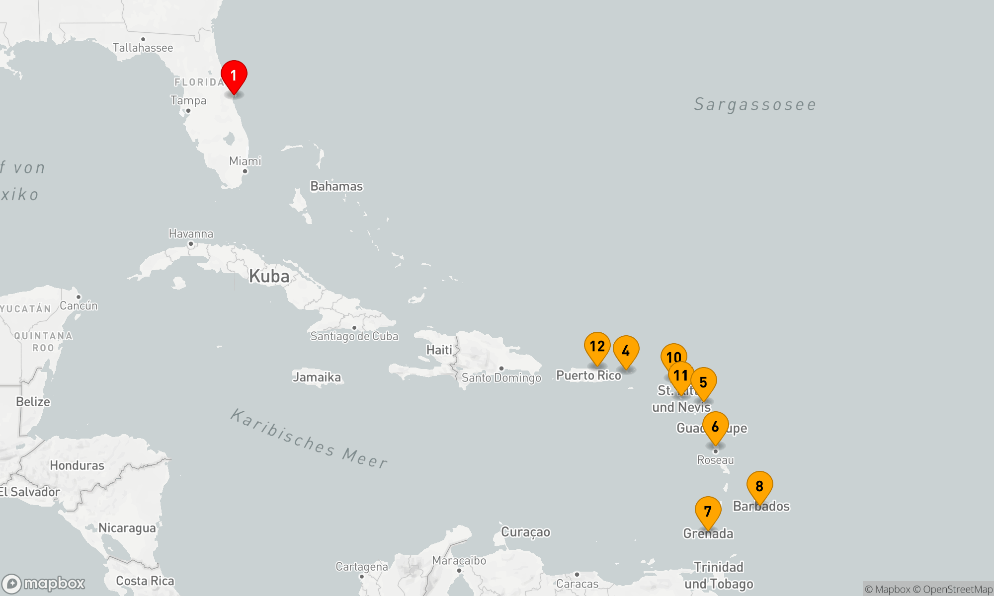 Route 14 Nächte - FAHRTEN - SÜDLICHE KARIBIK
