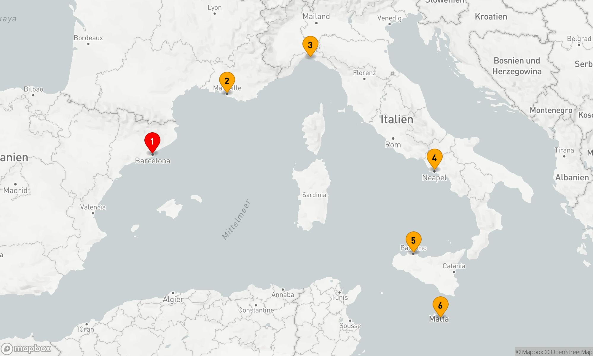 Route 7 Nächte - Mediterrane Entdeckungsreise ab Barcelona