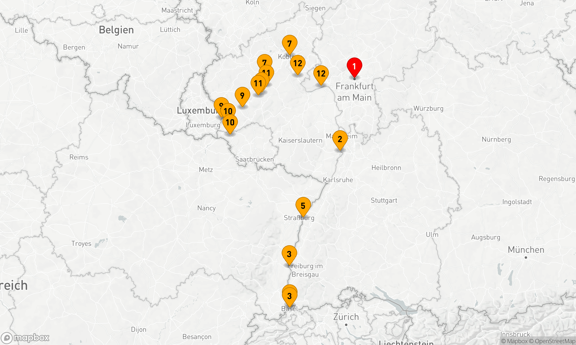 Route 12 Nächte - Ein Fluss voller Entdeckungen: Rhein,  Main und Mosel erleben
