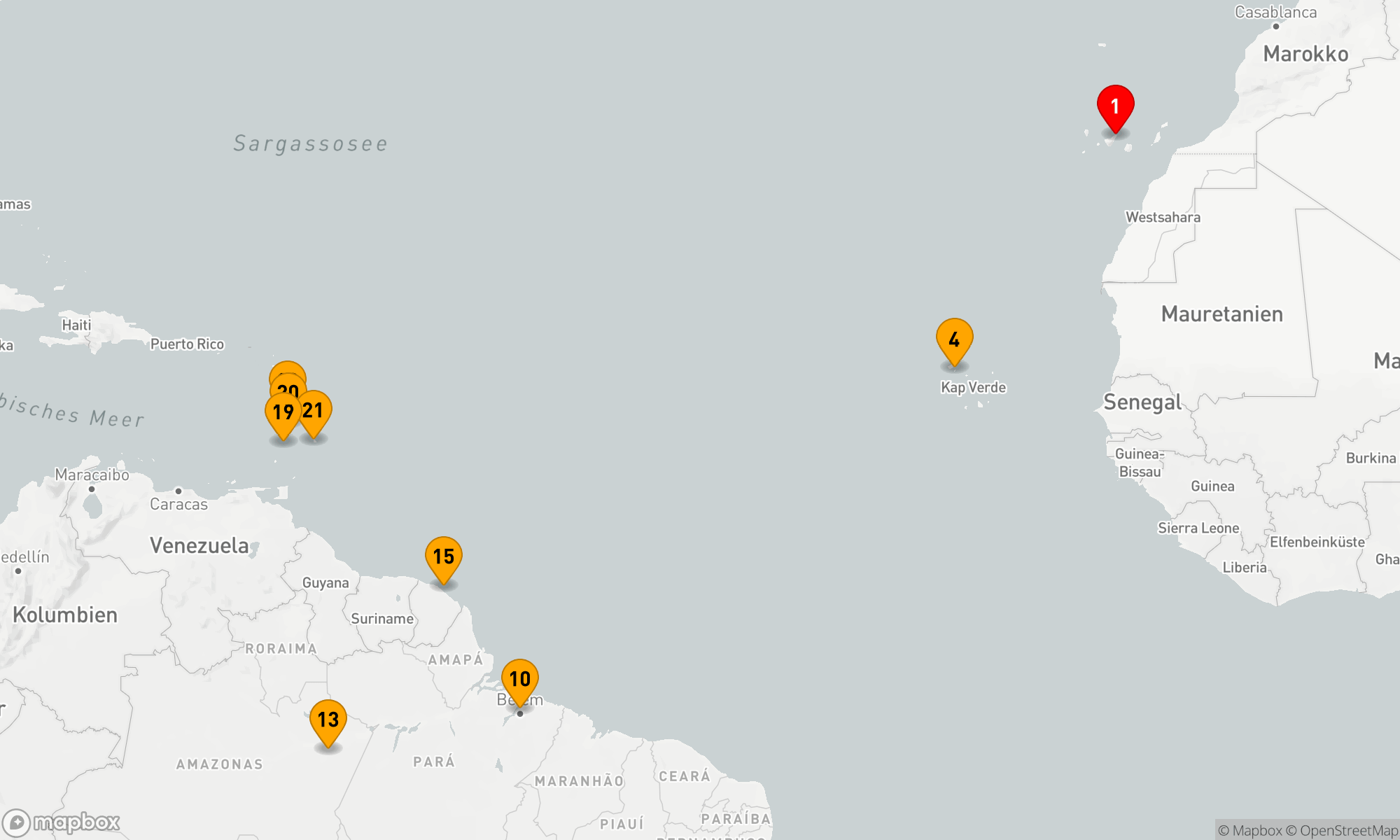 Route 20 Nächte - Exotische Abenteuer zwischen Atlantik,  Amazonas und Karibik