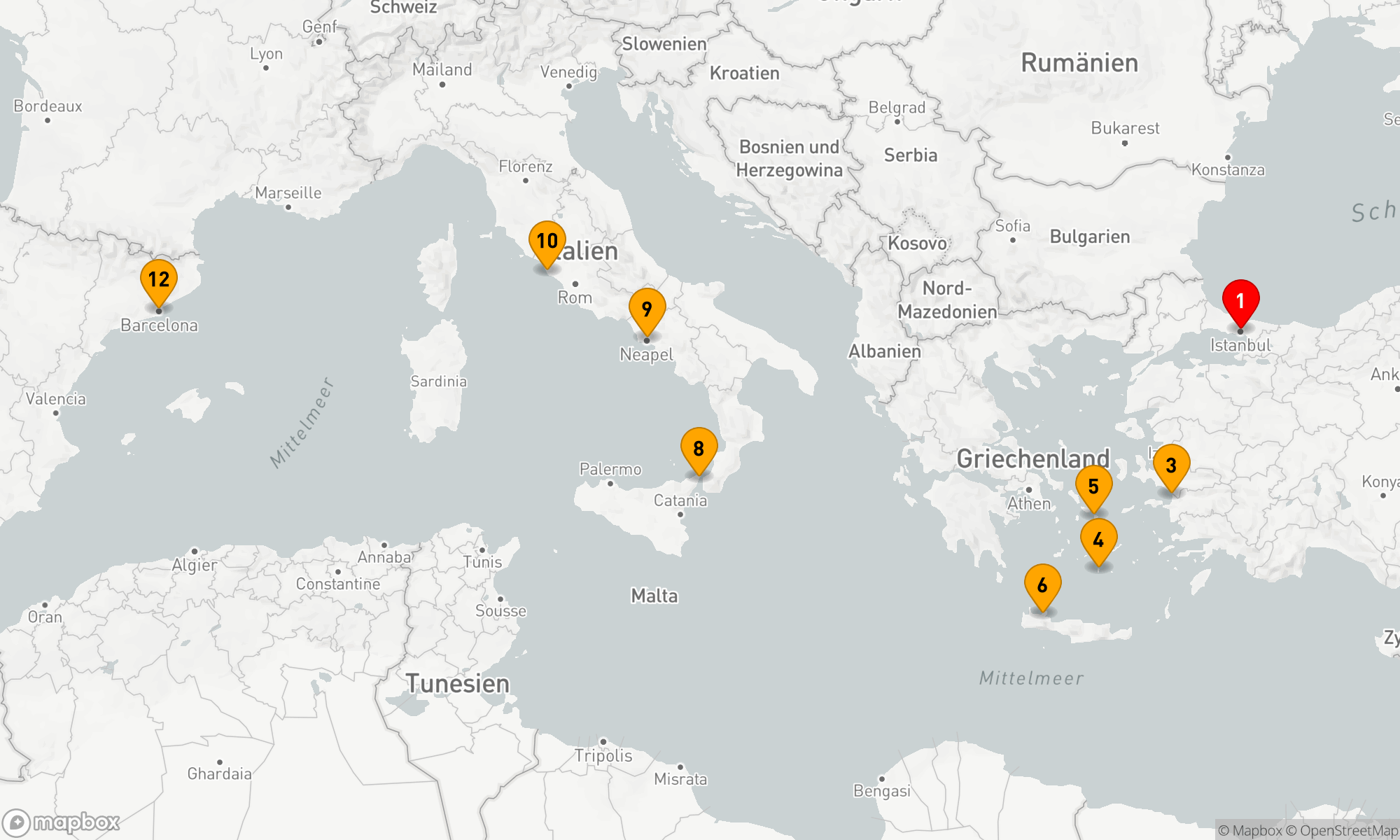Route 11 Nächte - Mittelmeer mit griechischen Inseln & Italien