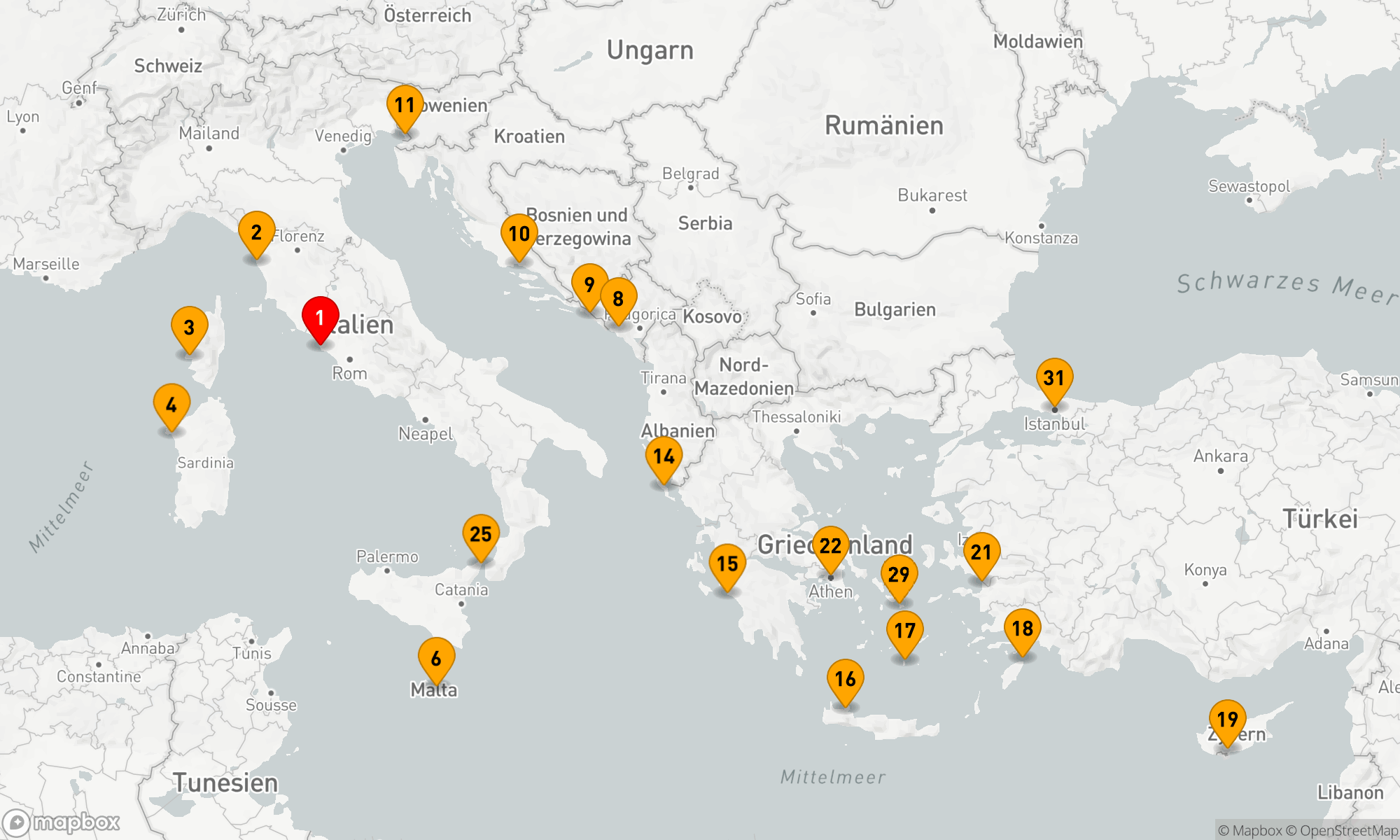 Route 31 Nächte - Das Beste aus dem Mittelmeerraum