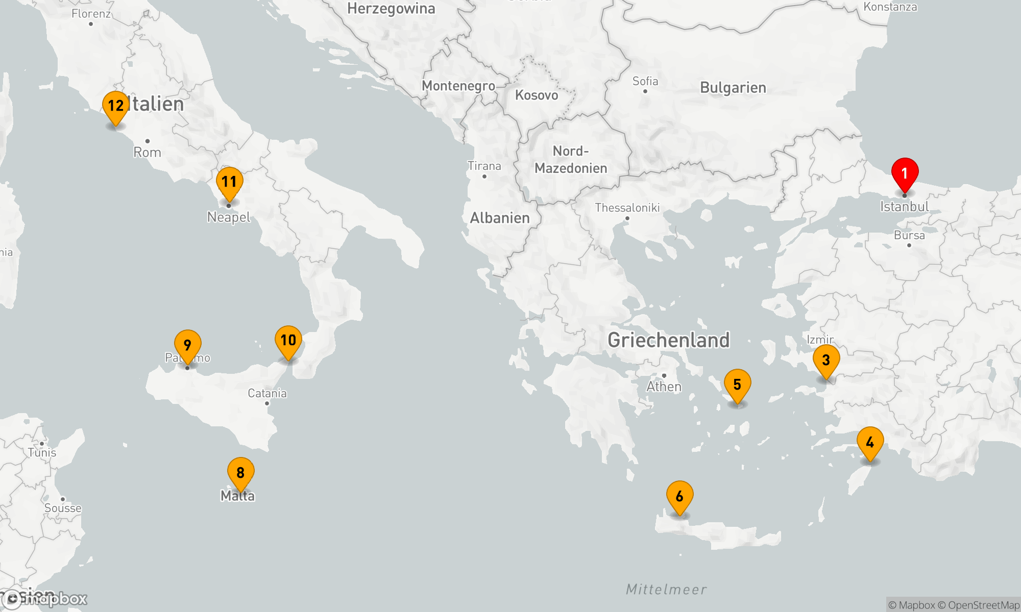 Route 11 Nächte - Mittelmeer mit griechischen Inseln & Italien