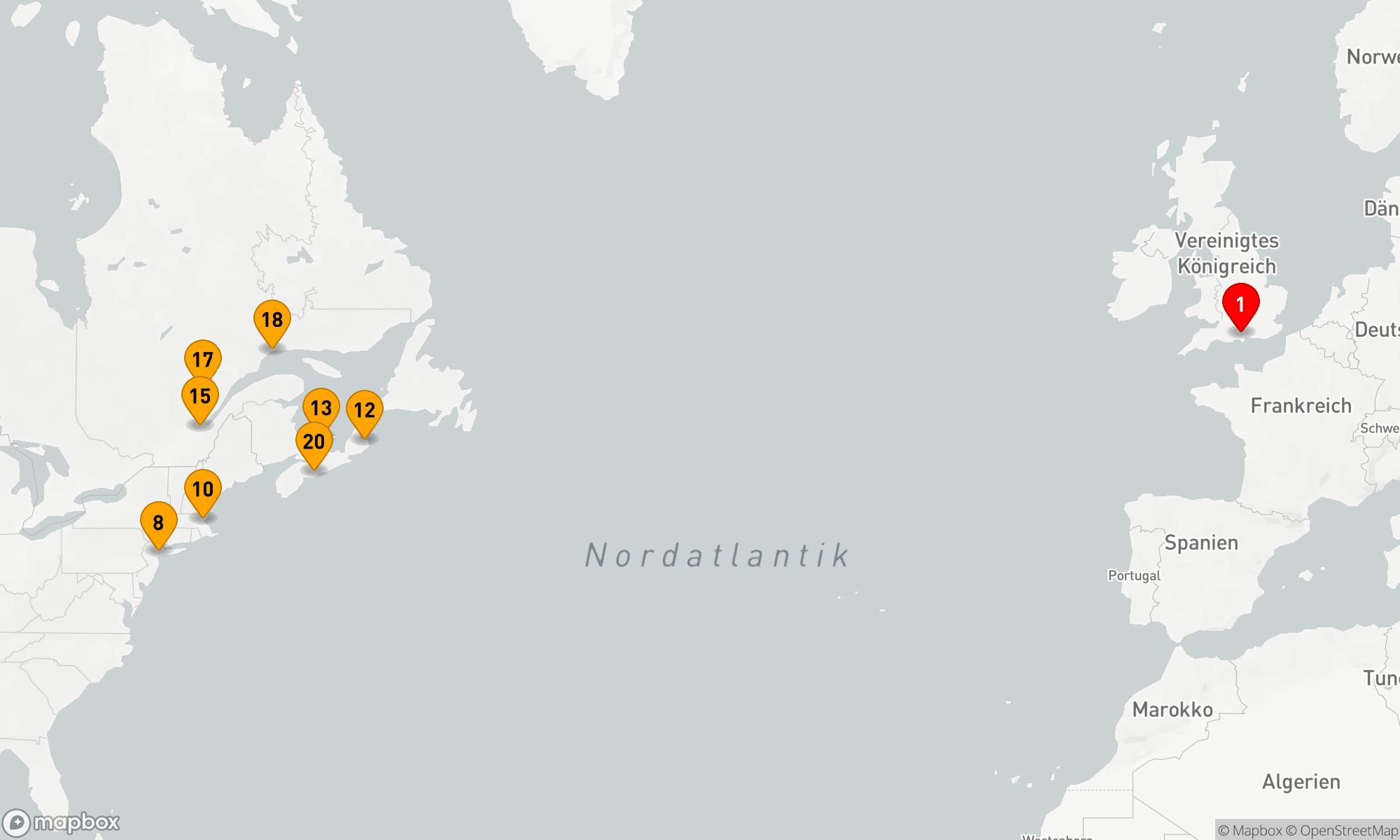 Route 21 Nächte - Transatlantik - Neuengland - Kanada (M725B)