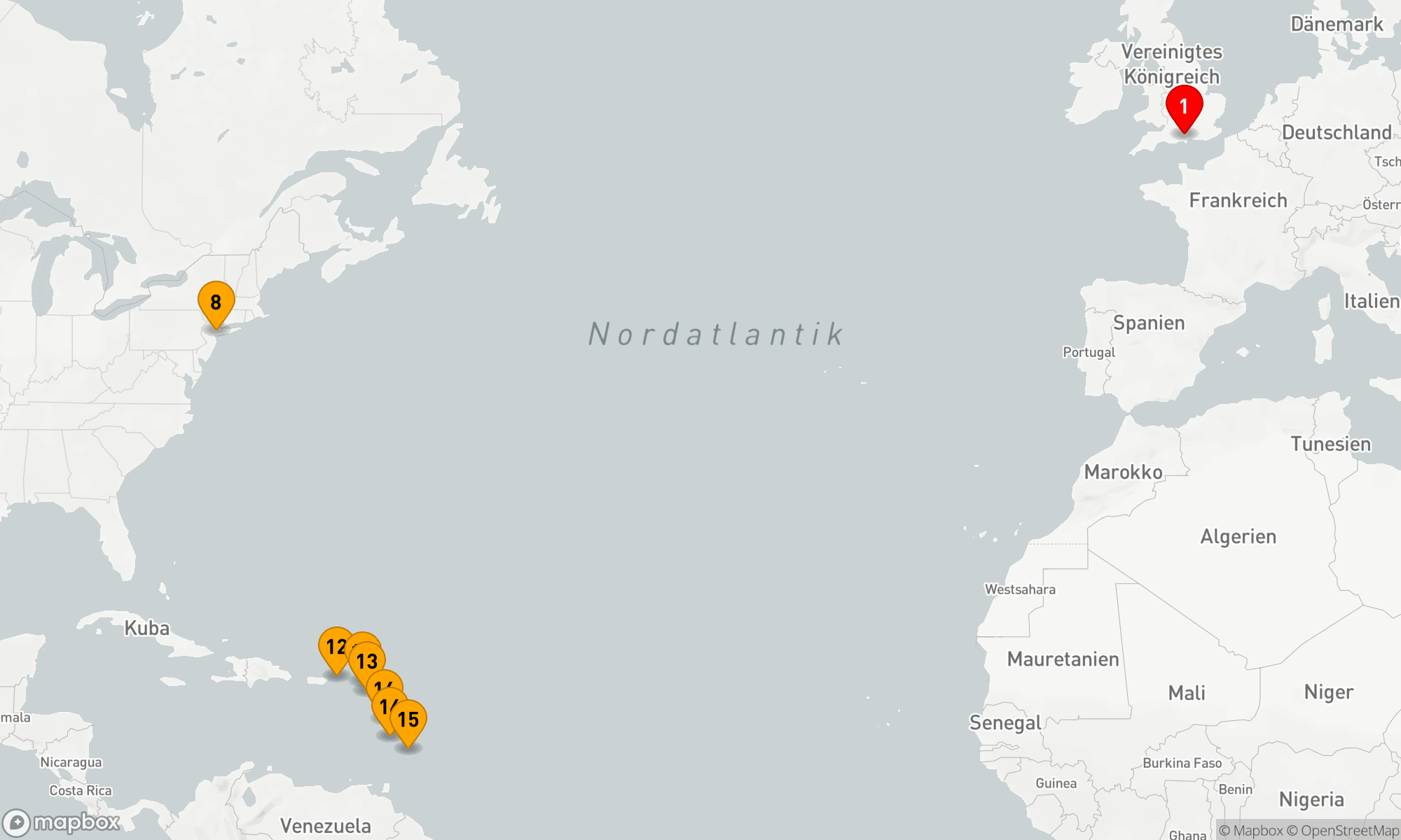 Route 20 Nächte - Transatlantik - Karibik (M733A)