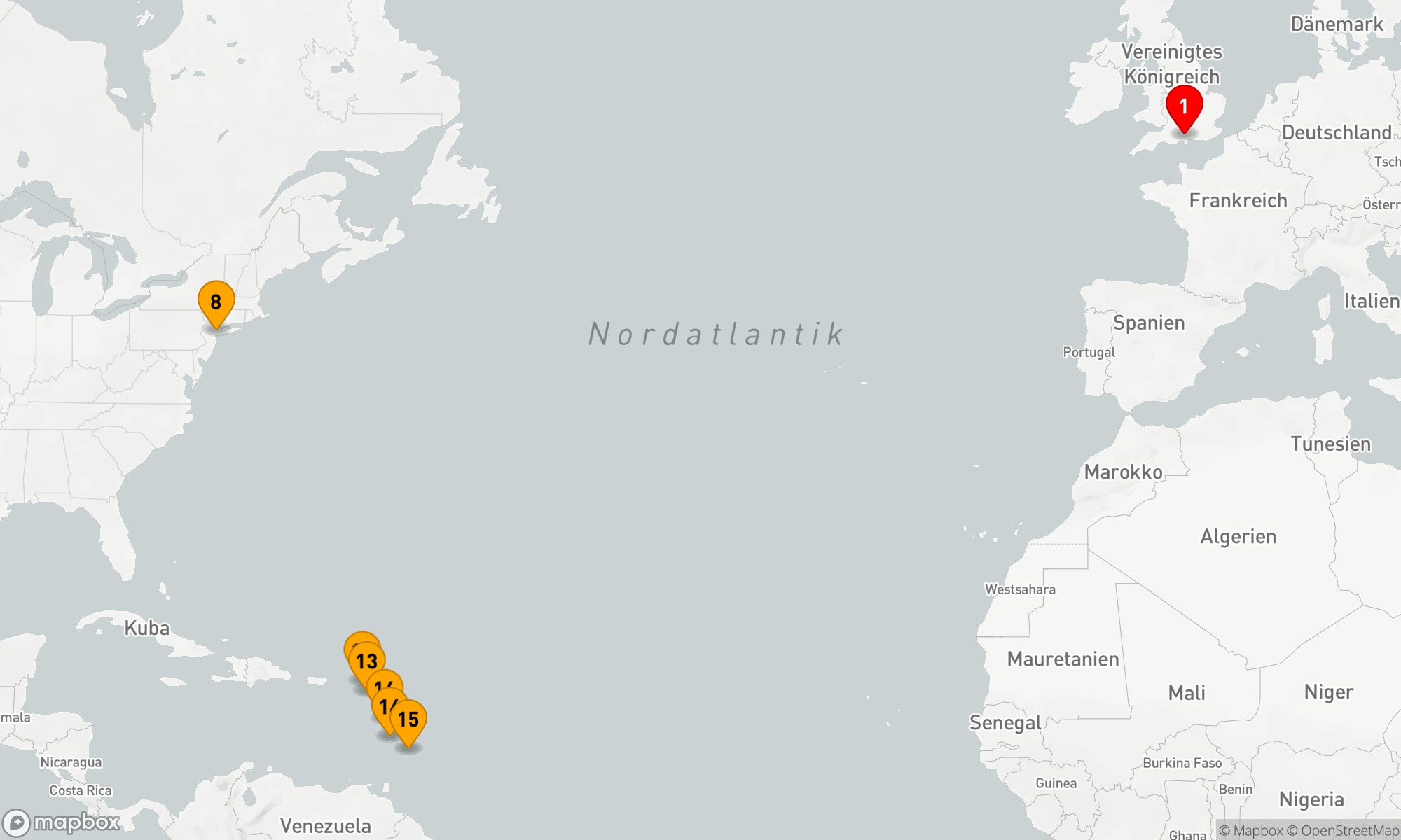 Route 20 Nächte - Weihnachts- und Neujahrsreise Transatlantik - Karibik (M737A)