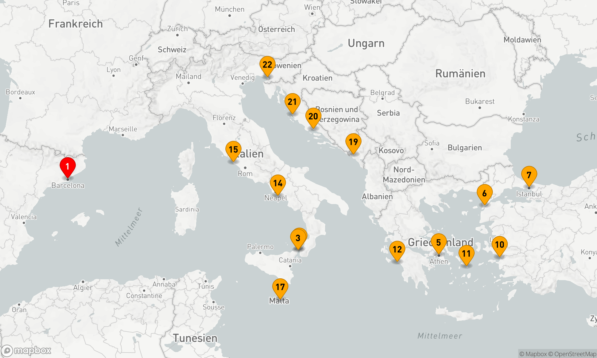 Route 21 Nächte - Westliches und östliches Mittelmeer (Q711B)