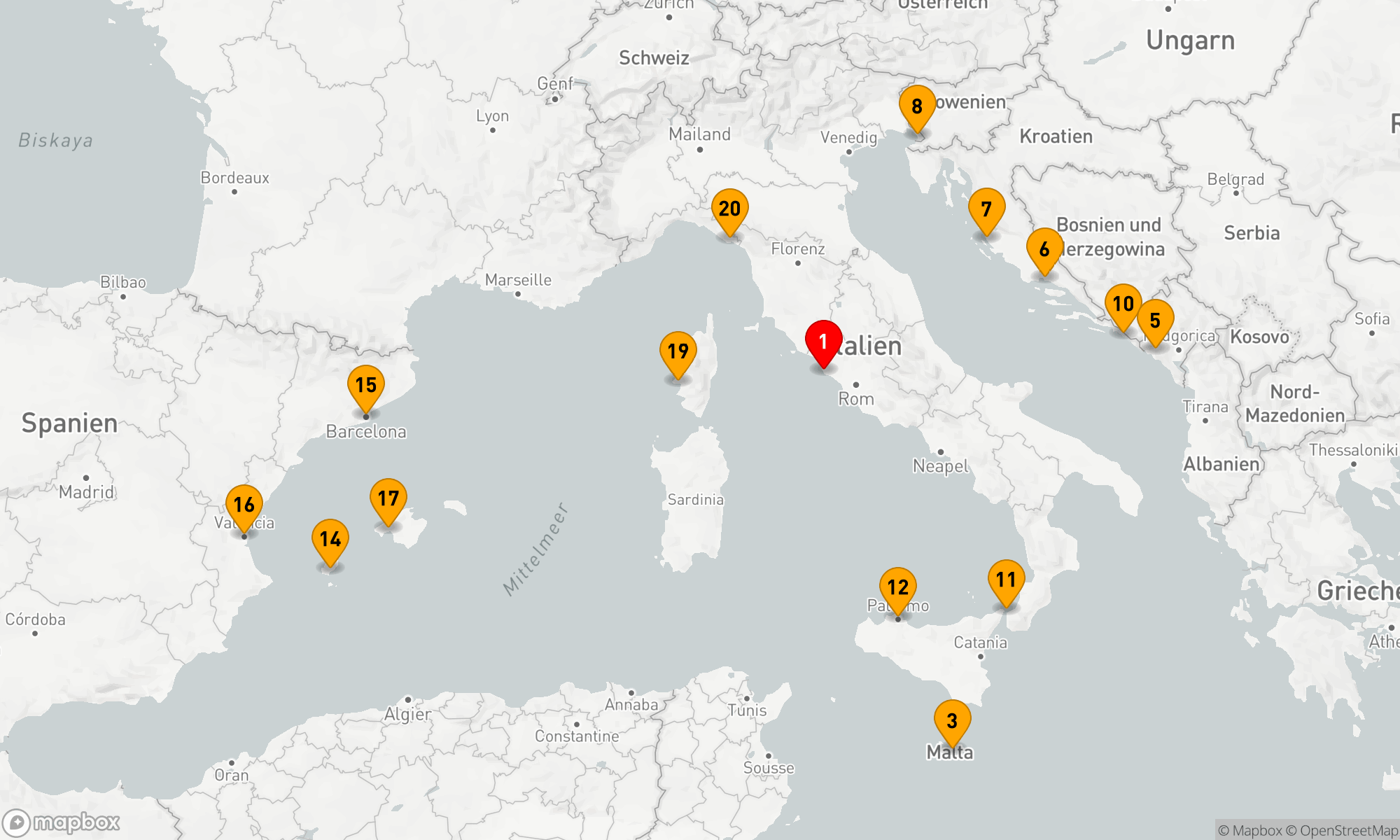 Route 21 Nächte - Westliches Mittelmeer - Adria (Q712B)