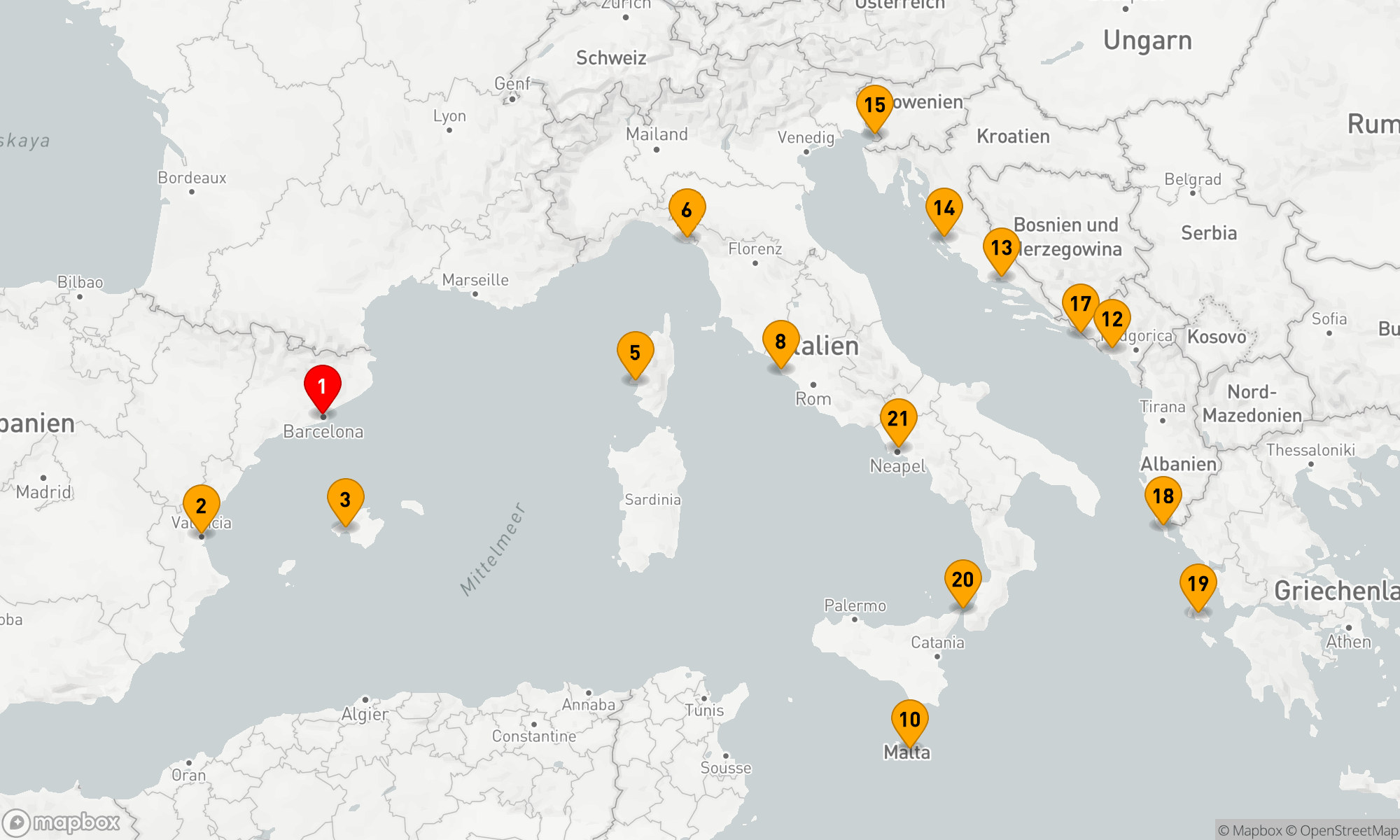Route 21 Nächte - Westliches Mittelmeer - Adria (Q713B)