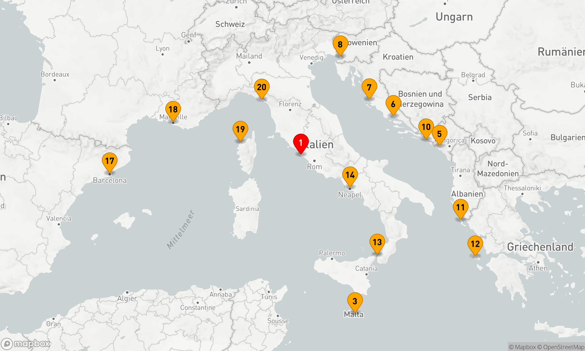 Route 21 Nächte - Westliches Mittelmeer - Adria (Q713E)