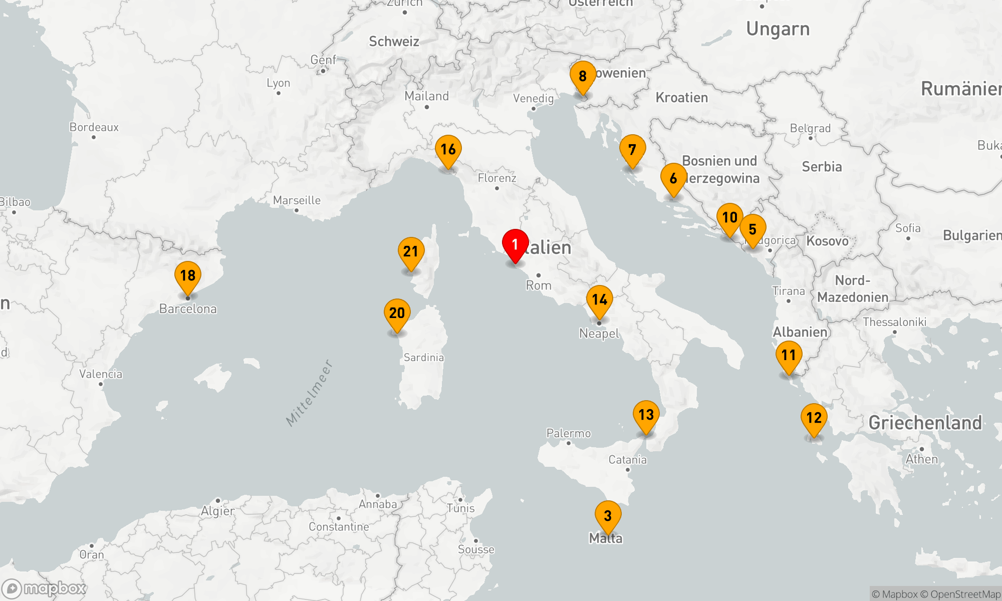 Route 21 Nächte - Westliches Mittelmeer - Adria (Q715B)