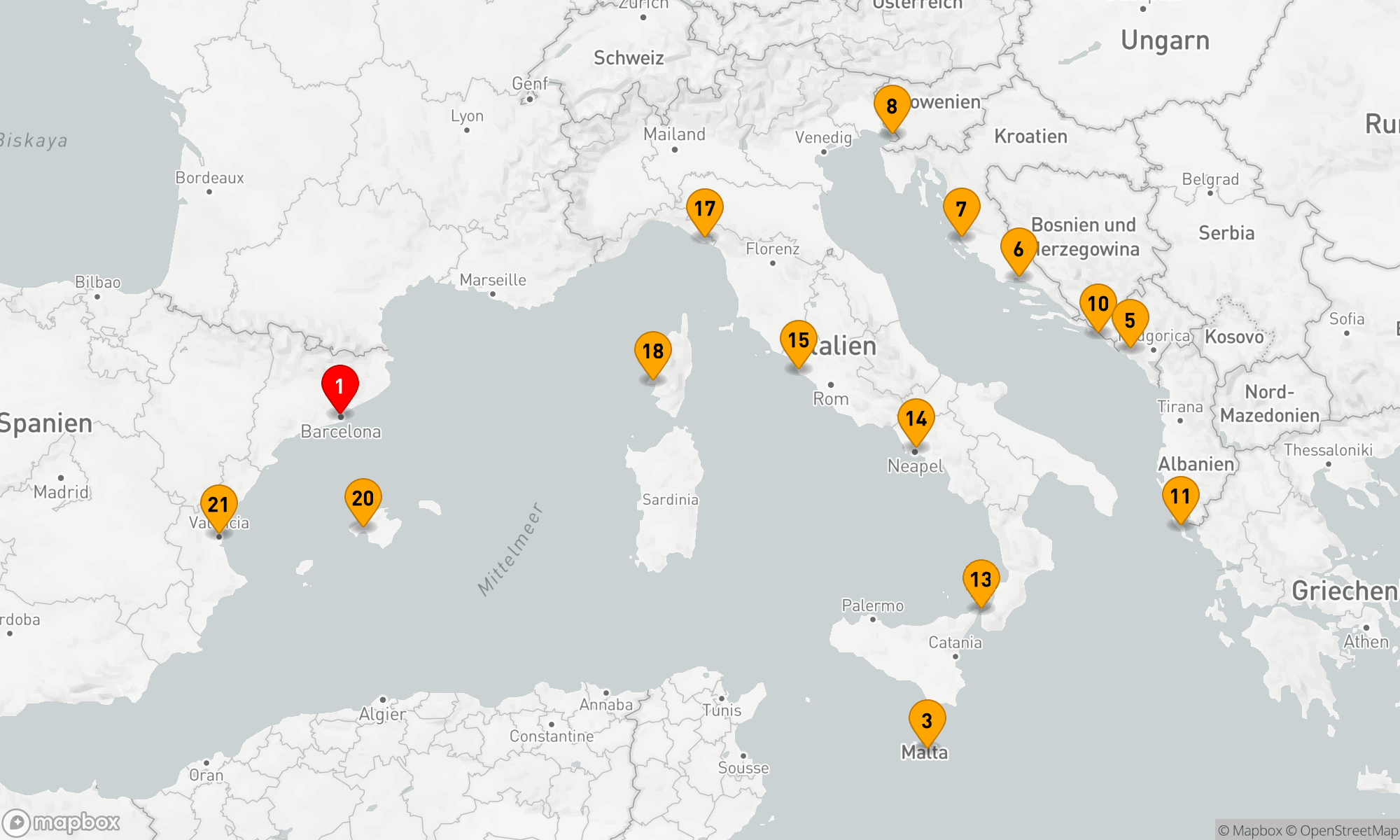 Route 21 Nächte - Westliches Mittelmeer - Adria - Griechenland (Q718B)