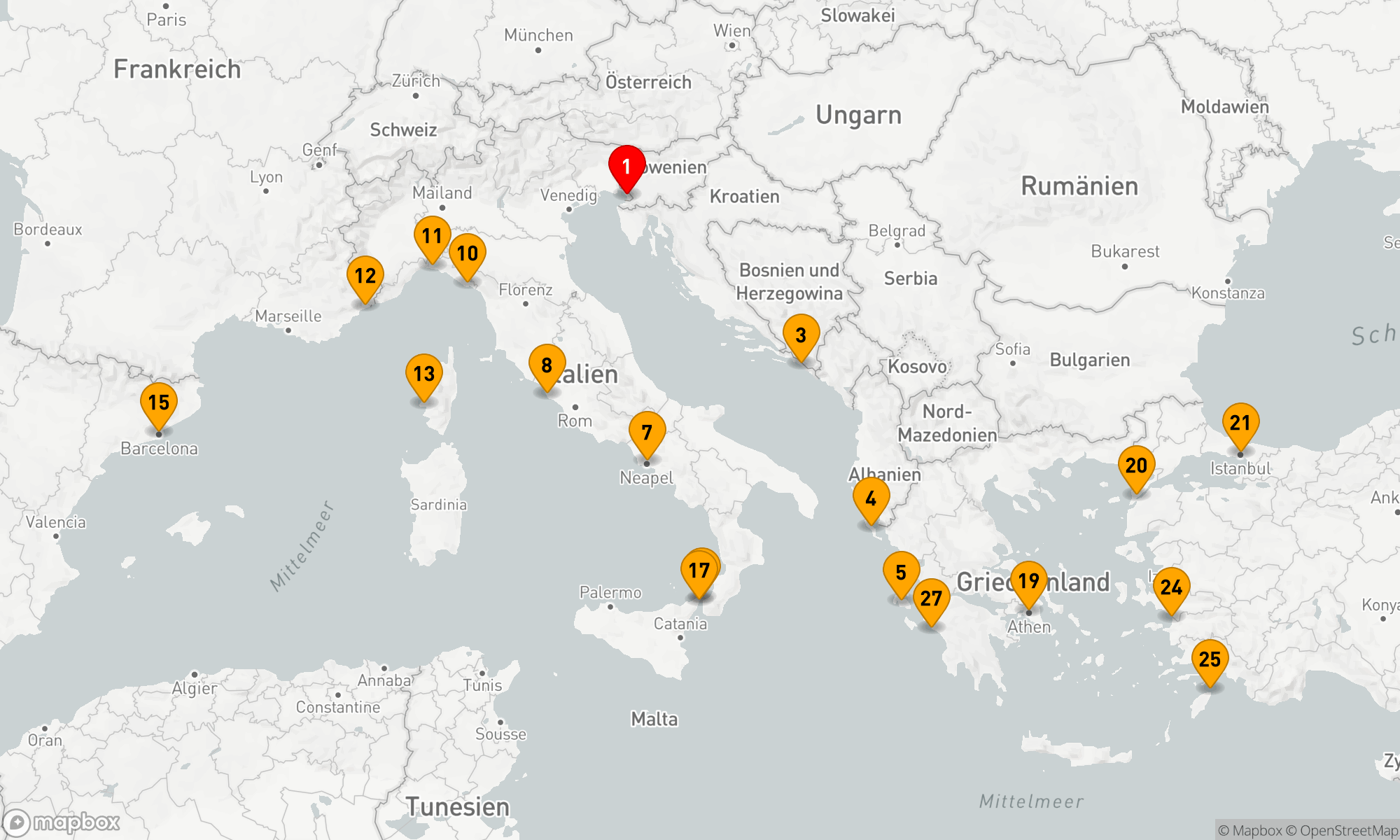 Route 28 Nächte - Westliches und östliches Mittelmeer (Q720C)