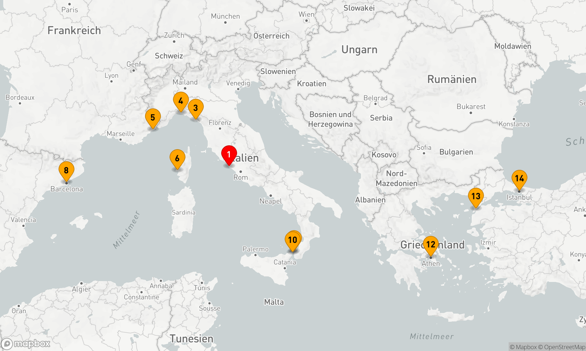 Route 14 Nächte - Westliches und östliches Mittelmeer (Q720E)