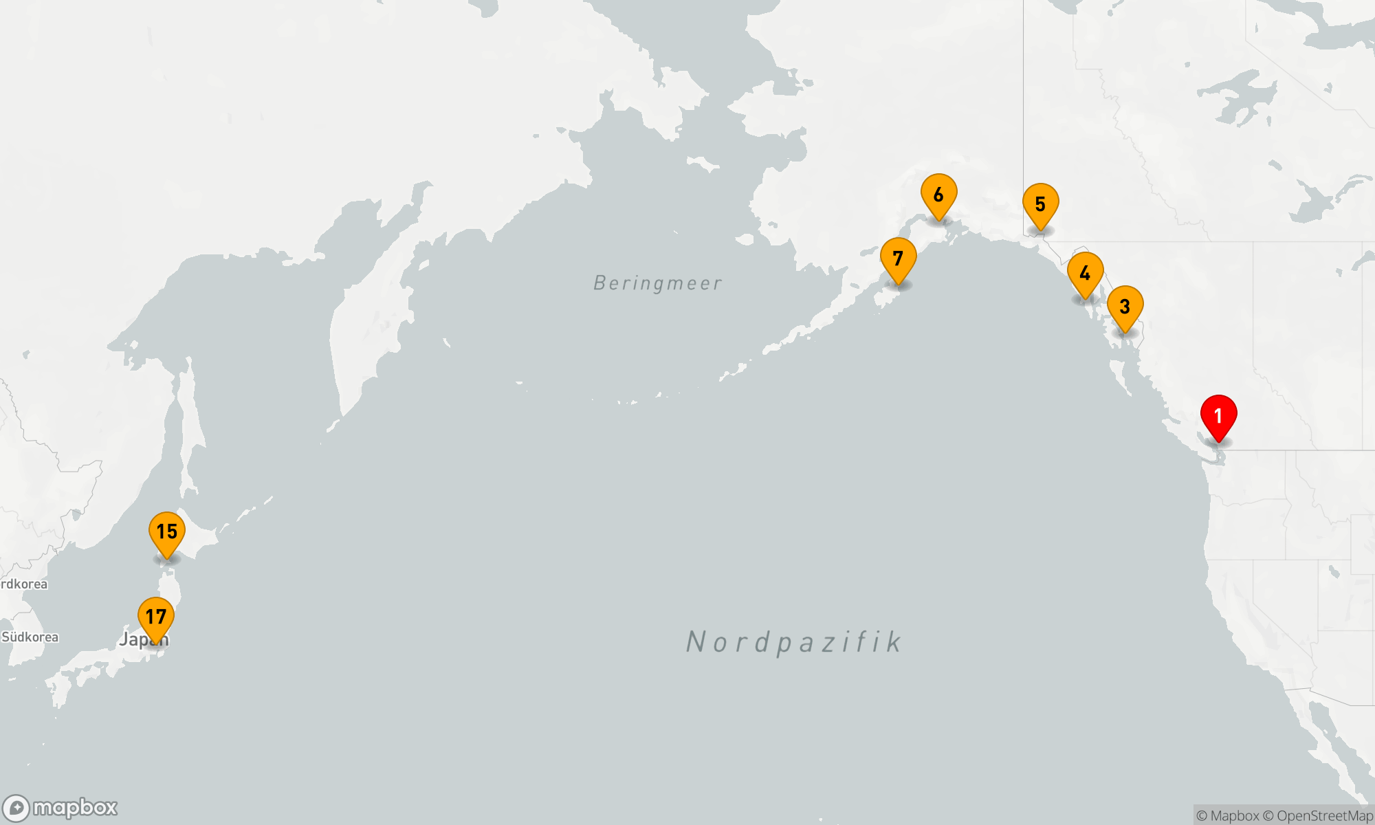 Route 16 Nächte - Zwischen Gletschern und Kulturen: Von Vancouver nach Tokyo  