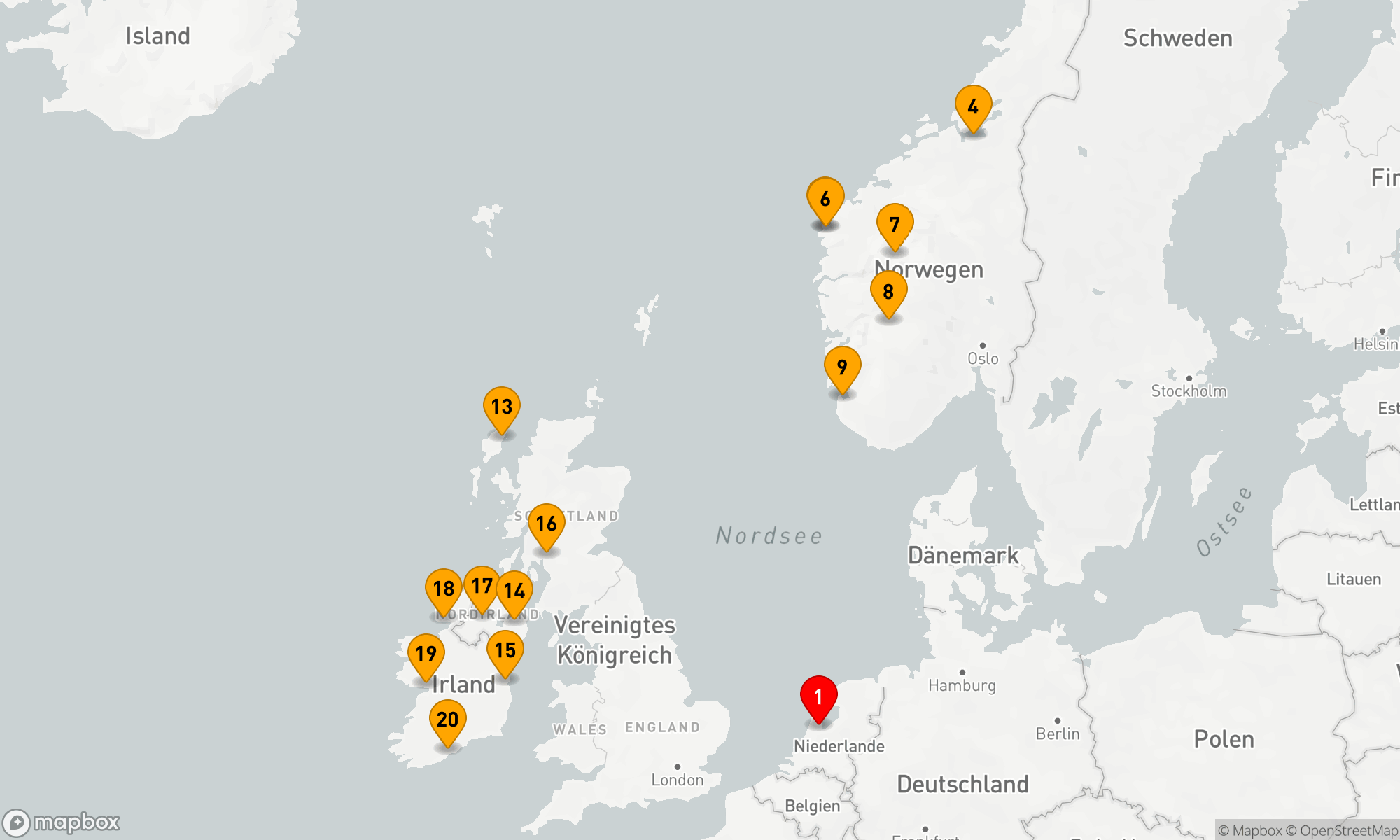 Route 21 Nächte - NORWEGISCHE FJORDE,  IRLAND & KLIPPEN VON MOHER