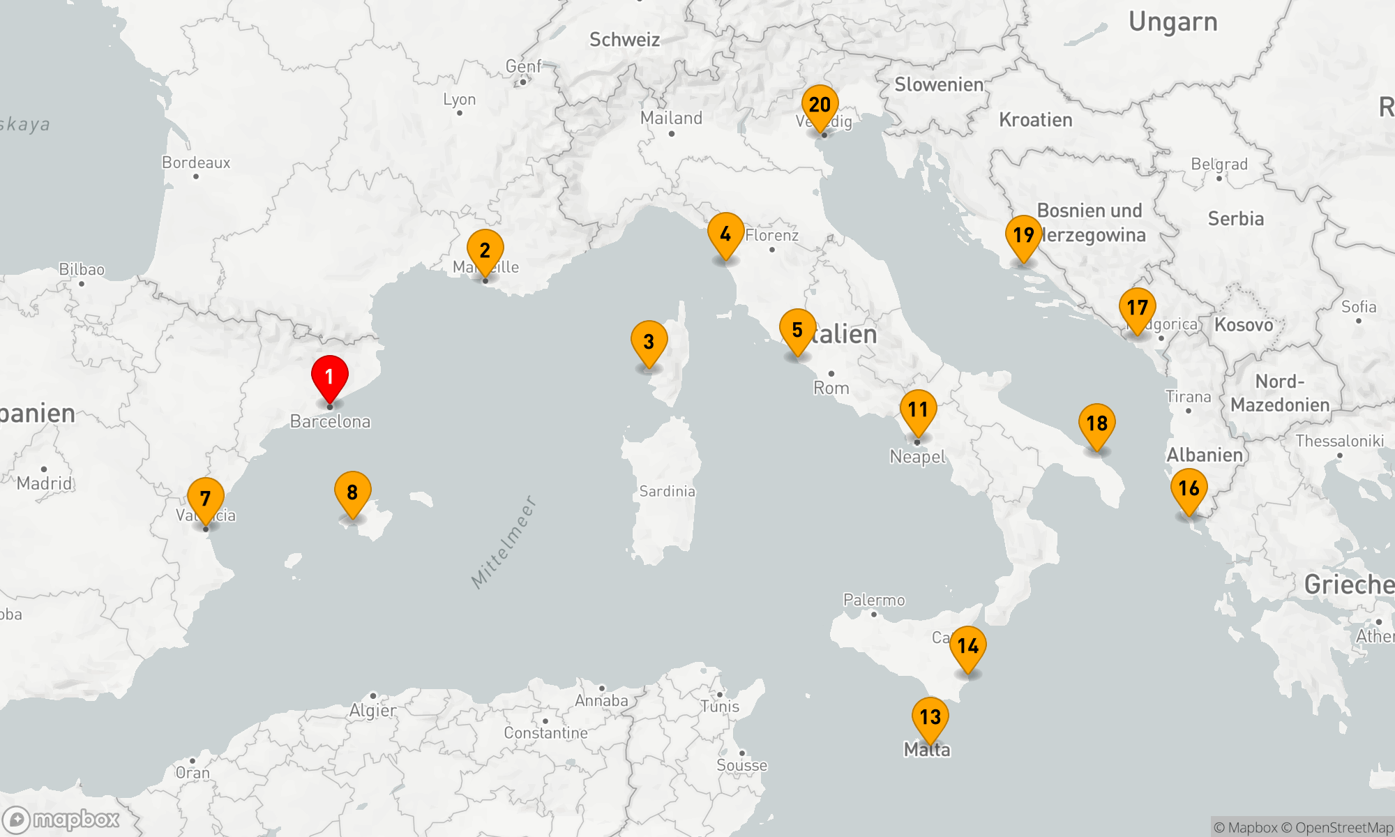 Route 19 Nächte - Mediterrane Entdeckungsreise