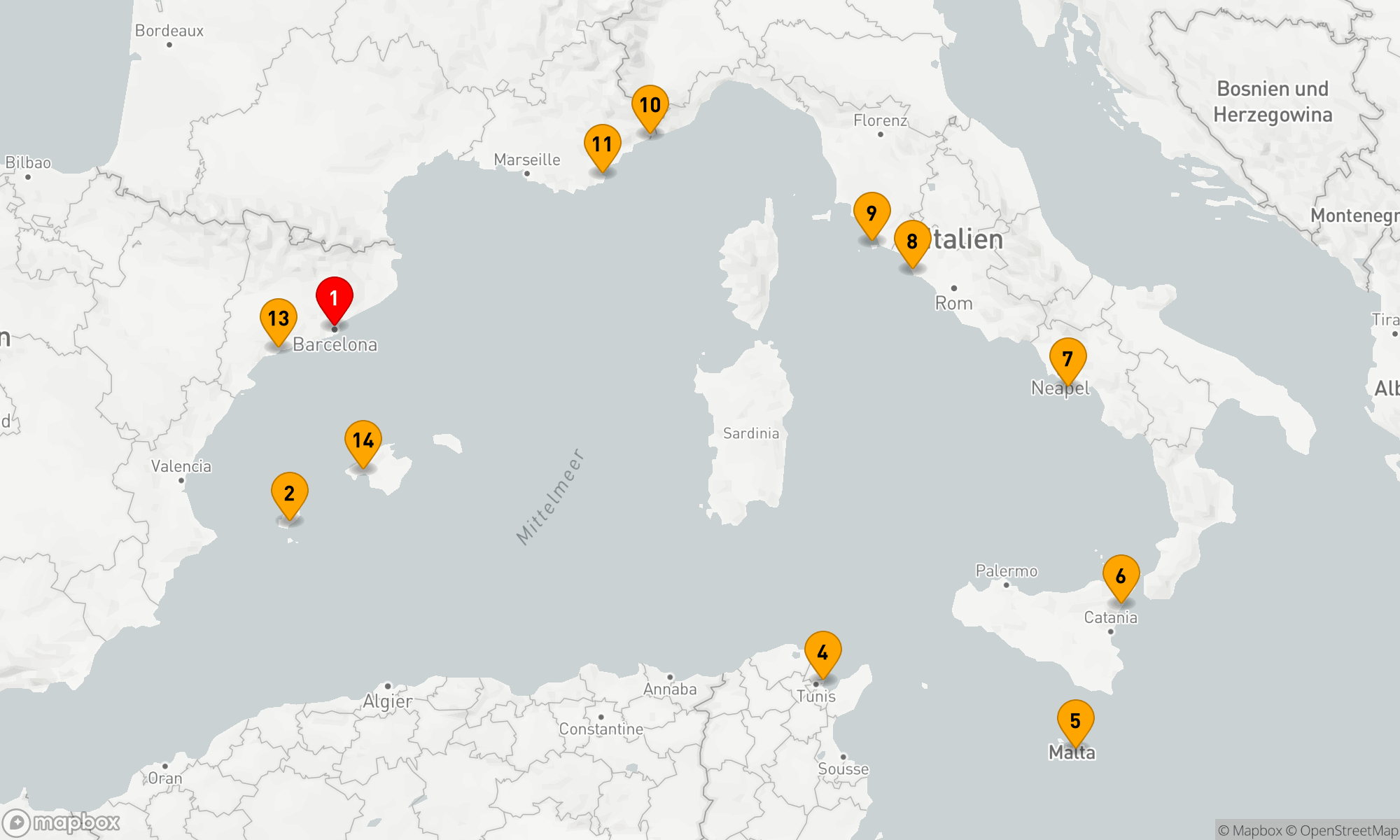 Route 14 Nächte - Mediterrane Entdeckungsreise ab Barcelona
