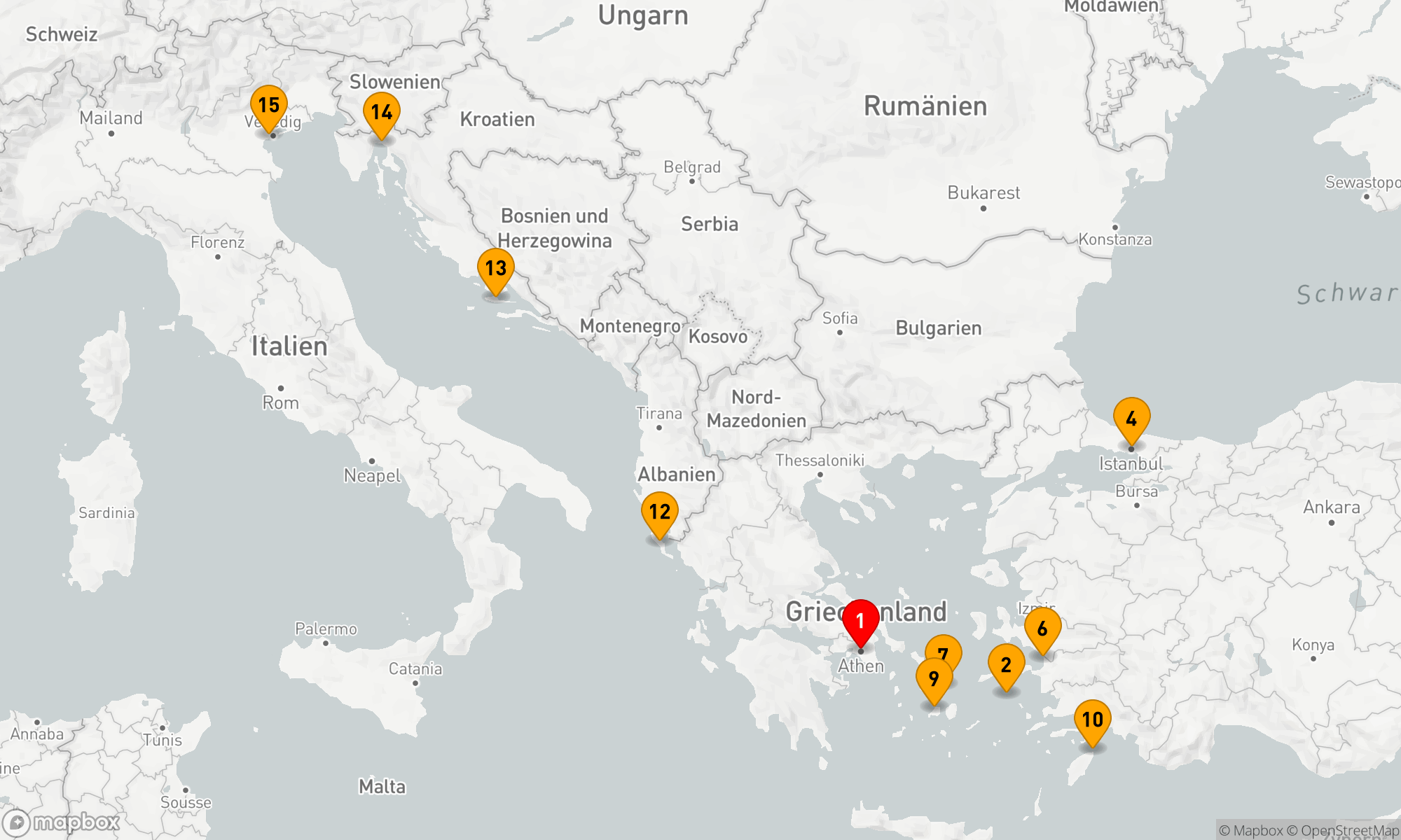 Route 14 Nächte - Mediterrane Entdeckungsreise von Athen nach Venedig