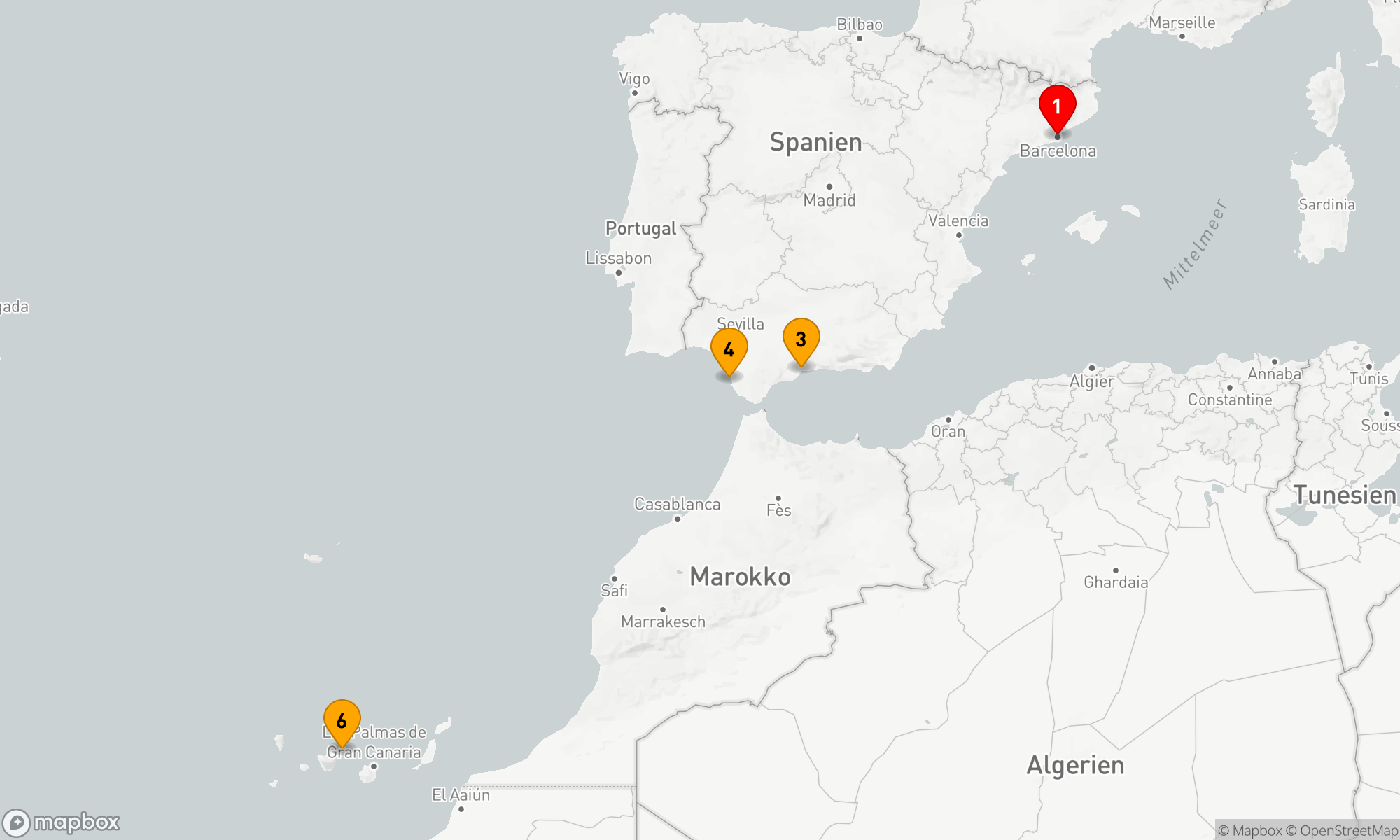 Route 5 Nächte - Mittelmeer-Traum: Von Katalonien zu den Kanarischen Oasen