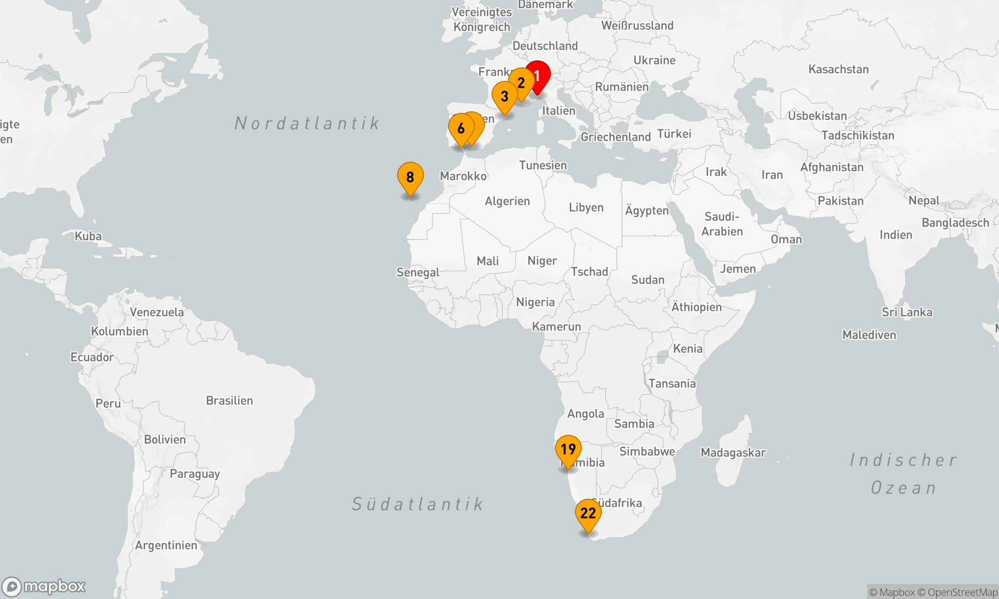 Route 21 Nächte - Von Europa zur Spitze Afrikas: Im Zeichen der See mit der Costa Smeralda.