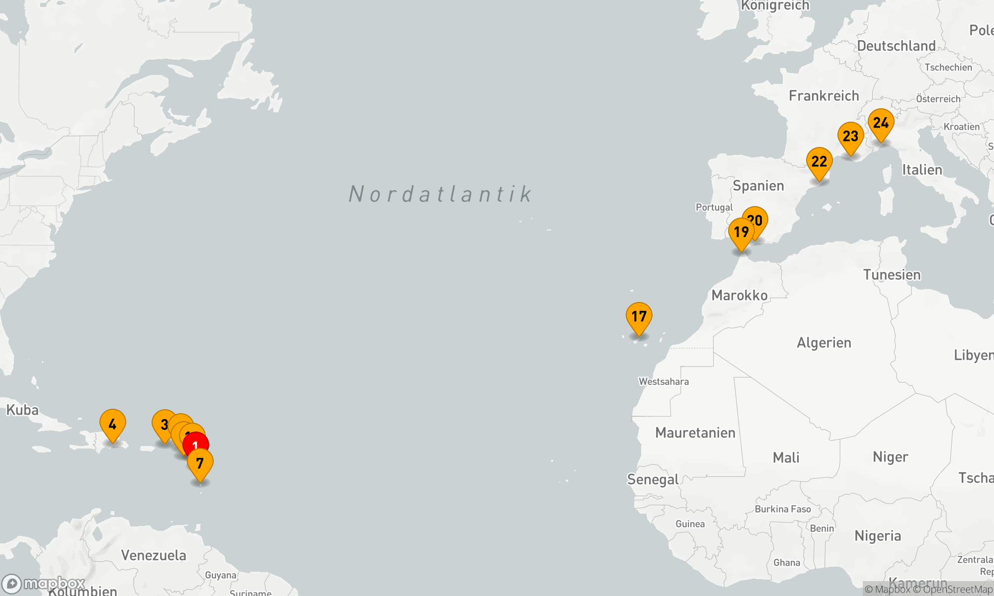 Route 23 Nächte - Traumhafte Entdeckungsreise von der Karibik bis zum Mittelmeer