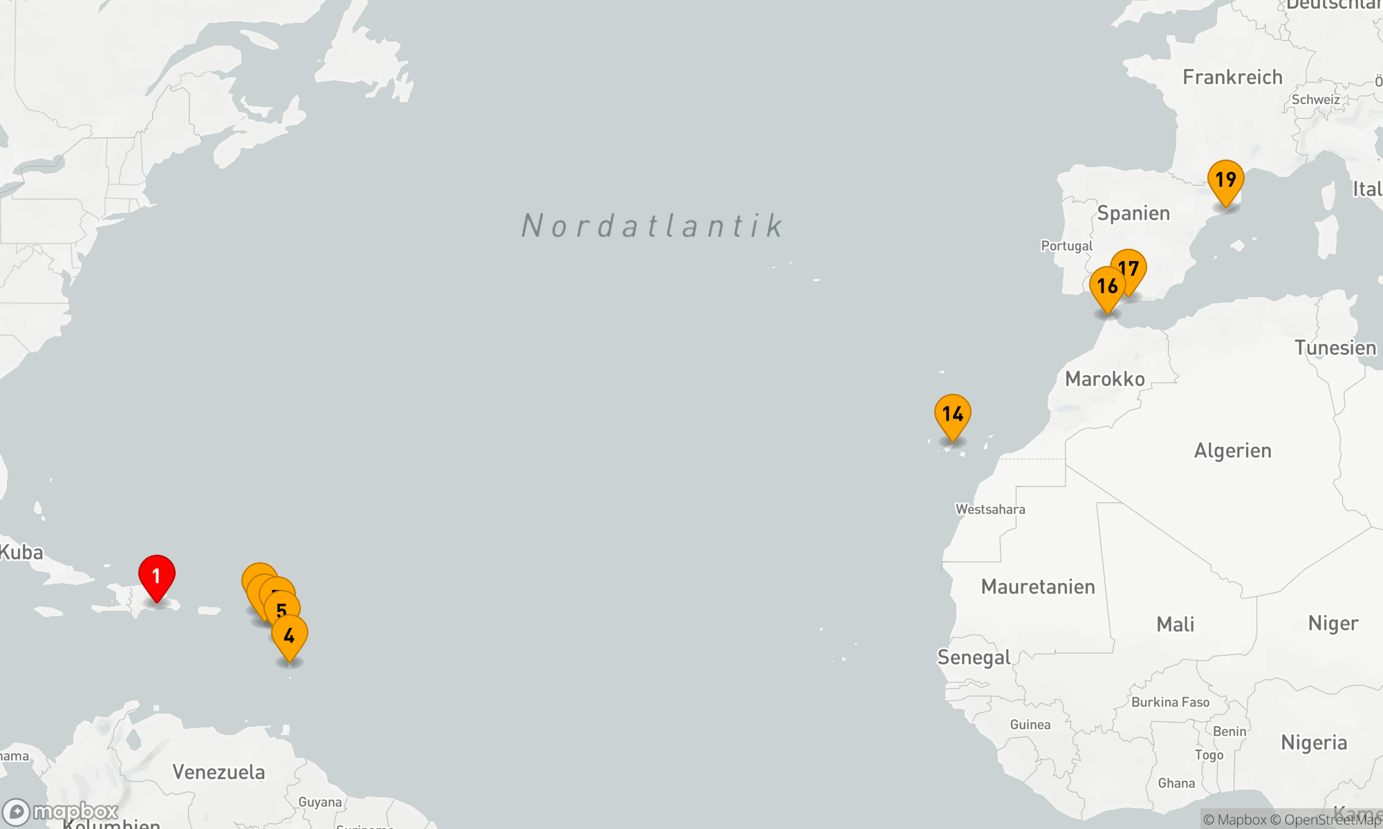Route 18 Nächte - Kreuzfahrt von der Karibik zum Mittelmeerzauber
