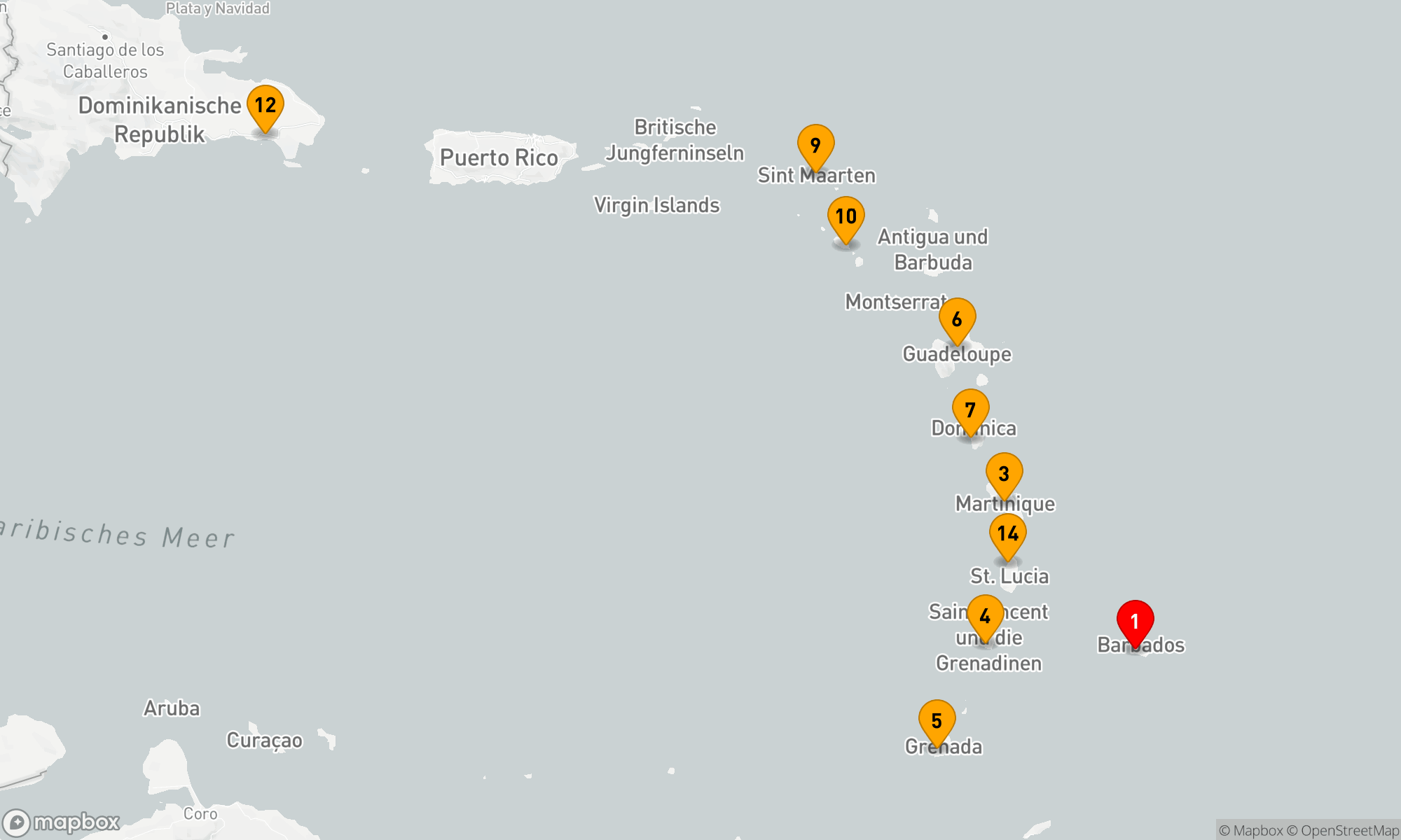 Route 14 Nächte - Karibische Inseln