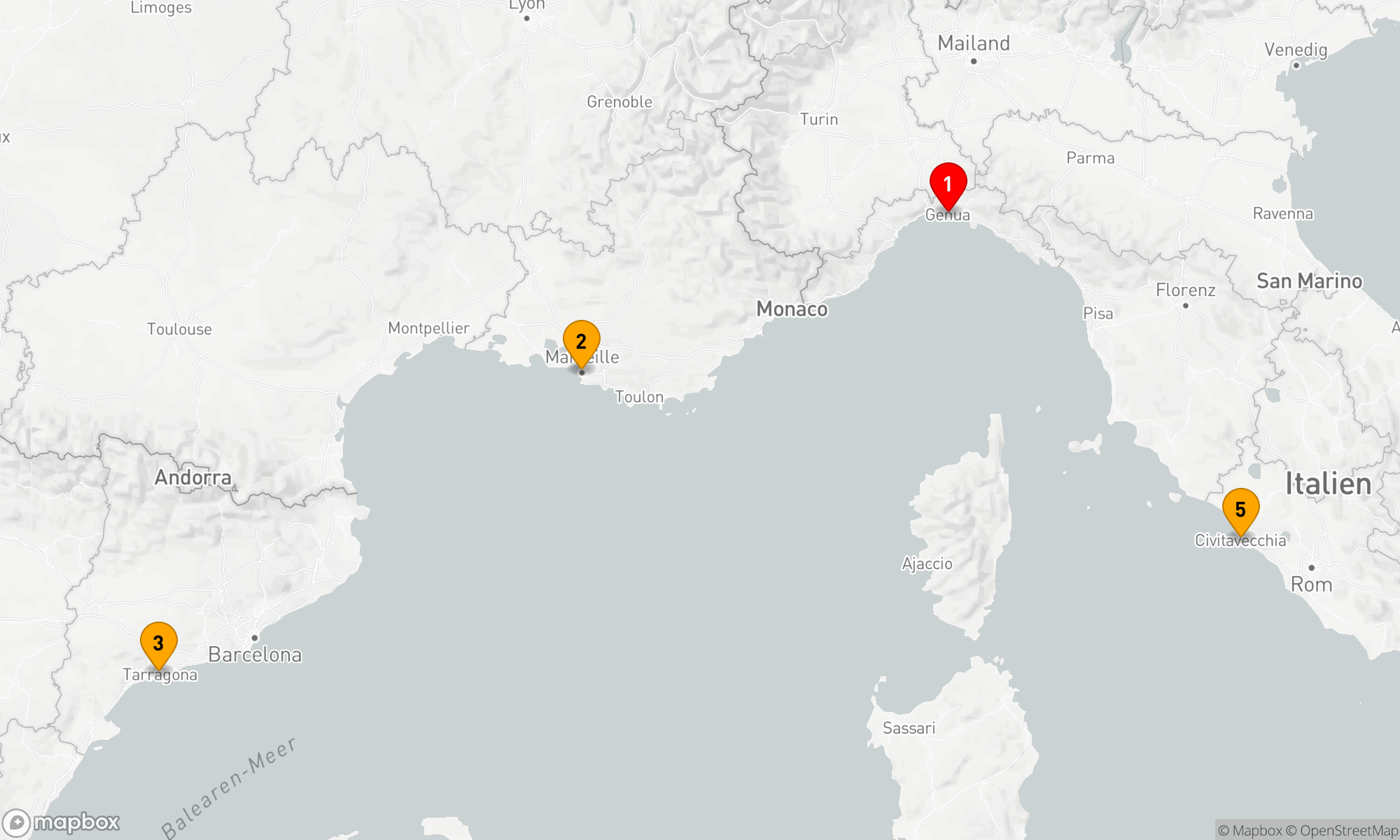 Route 5 Nächte - Mediterrane Entdeckungsreise ab Genua