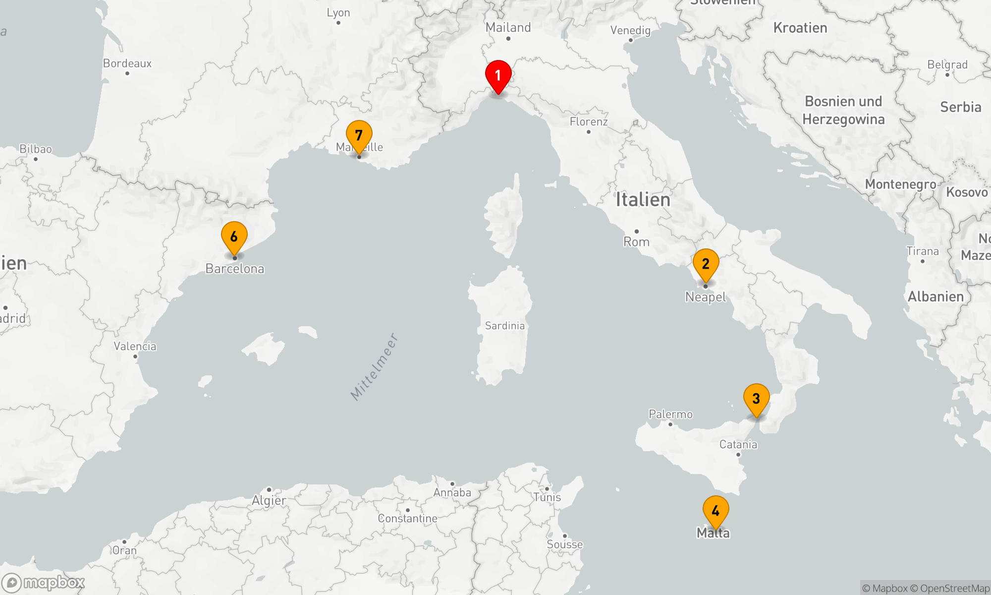 Route 7 Nächte - Mediterranes Abenteuer - Städte und Küsten entdecken