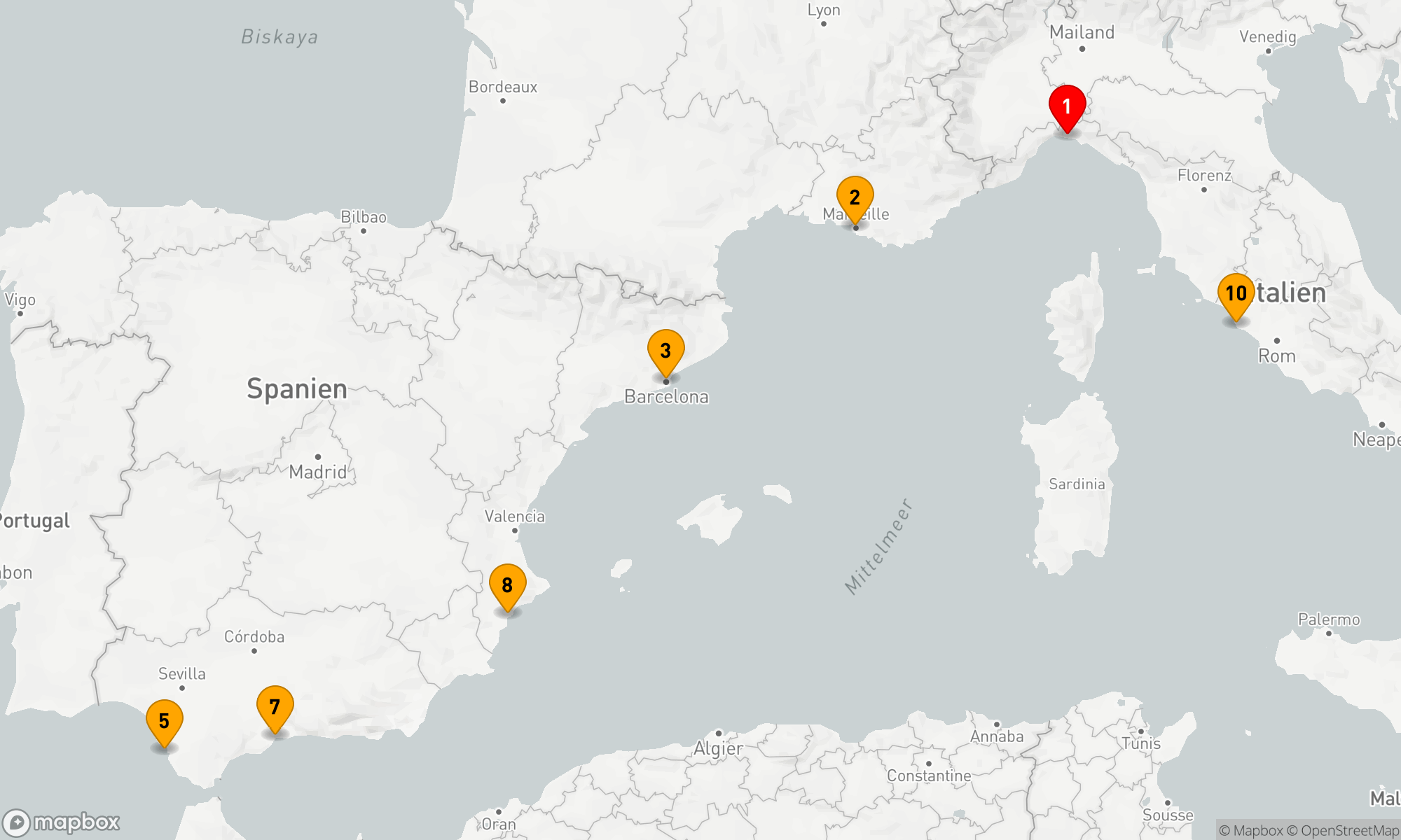Route 10 Nächte - Mediterrane Entdeckungsreise: Städte und Küsten der Vielfalt