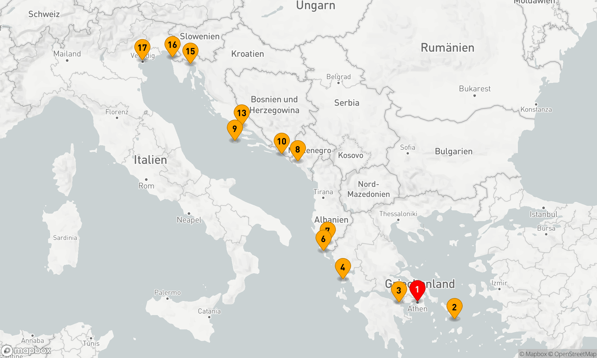 Route 17 Nächte - Entdecken Sie Griechenland,  den Kanal von Korinth und die Adriaküste