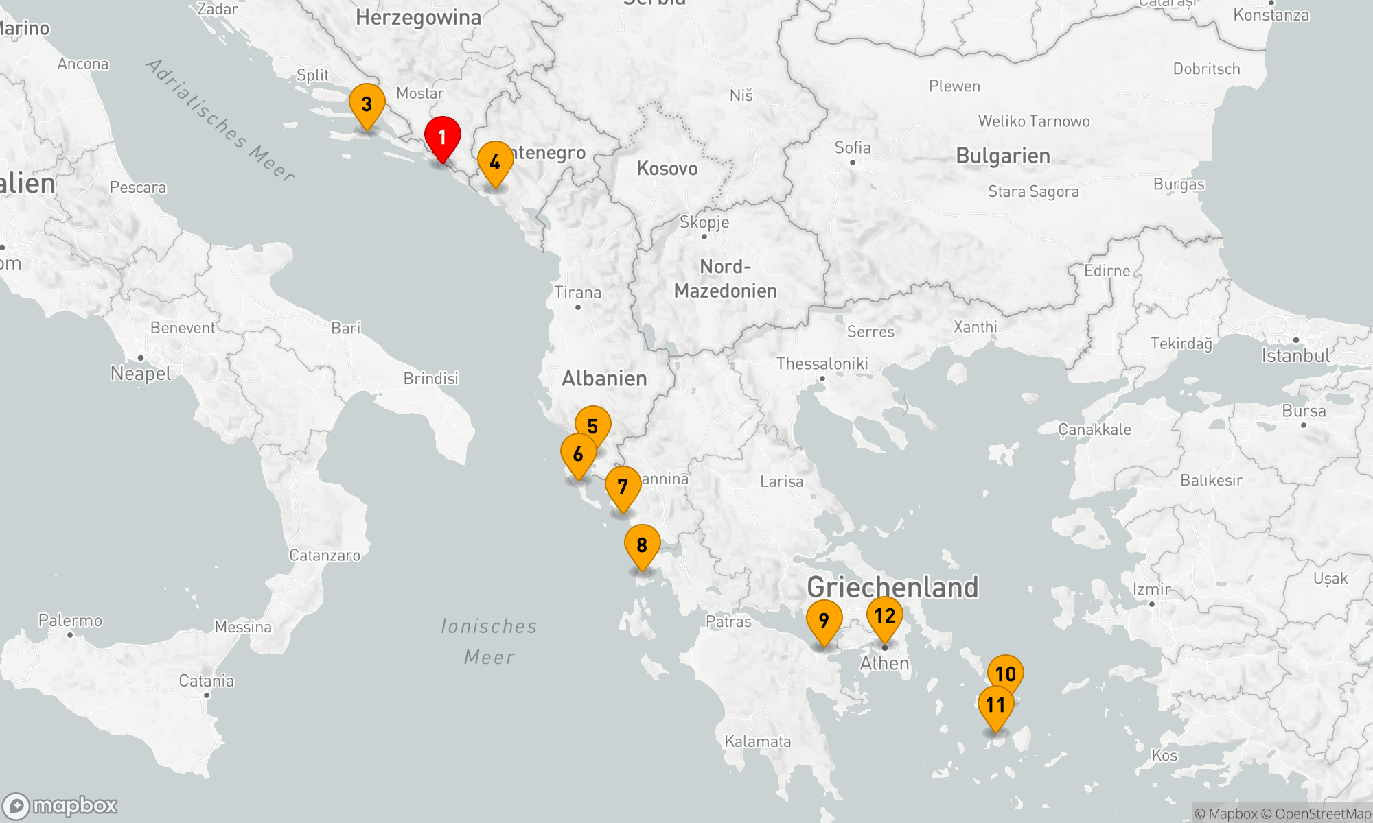 Route 11 Nächte - Adria,  Kanal von Korinth & die griechischen Inseln