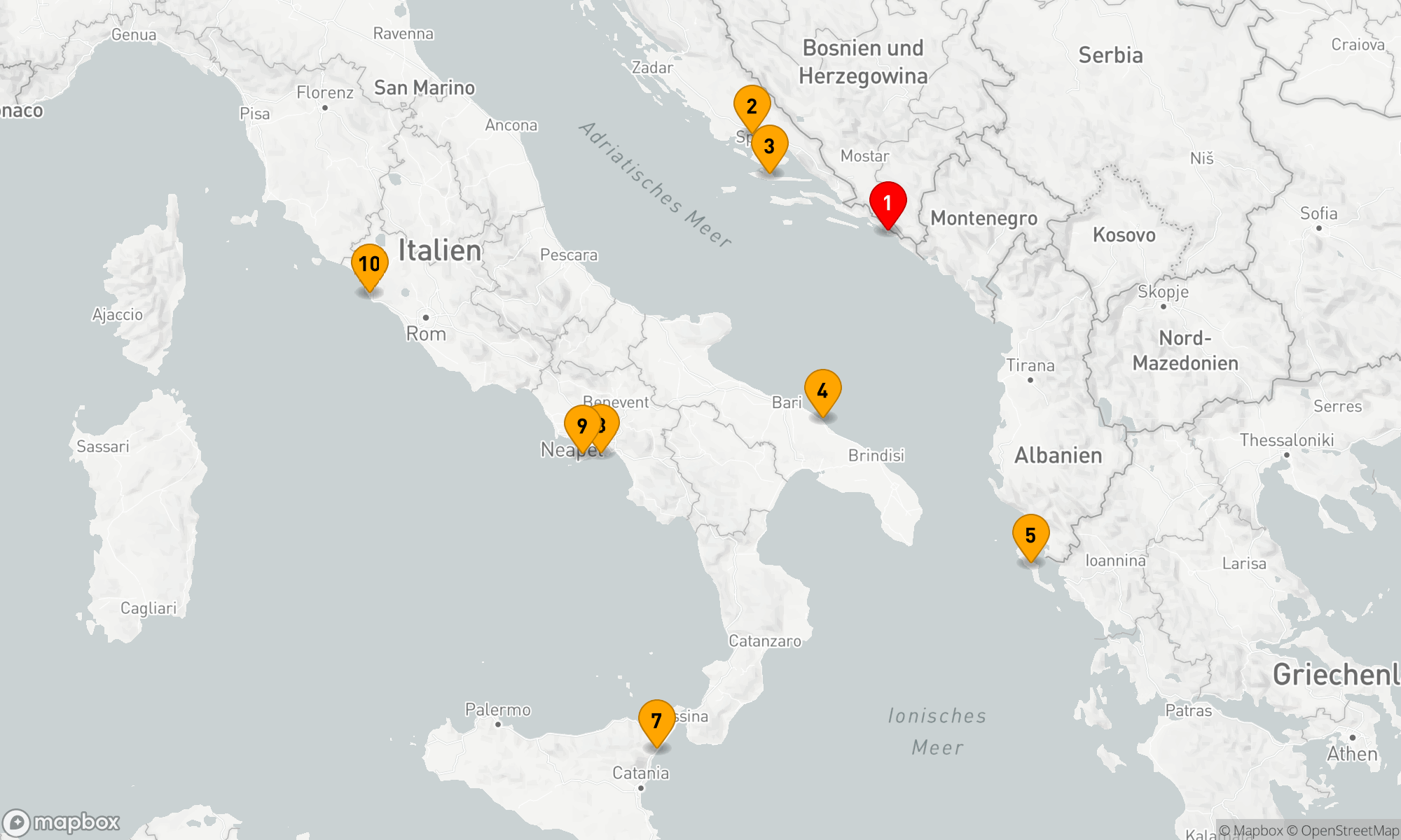 Route 9 Nächte - Von Kroatien zur Amalfiküste über Sizilien