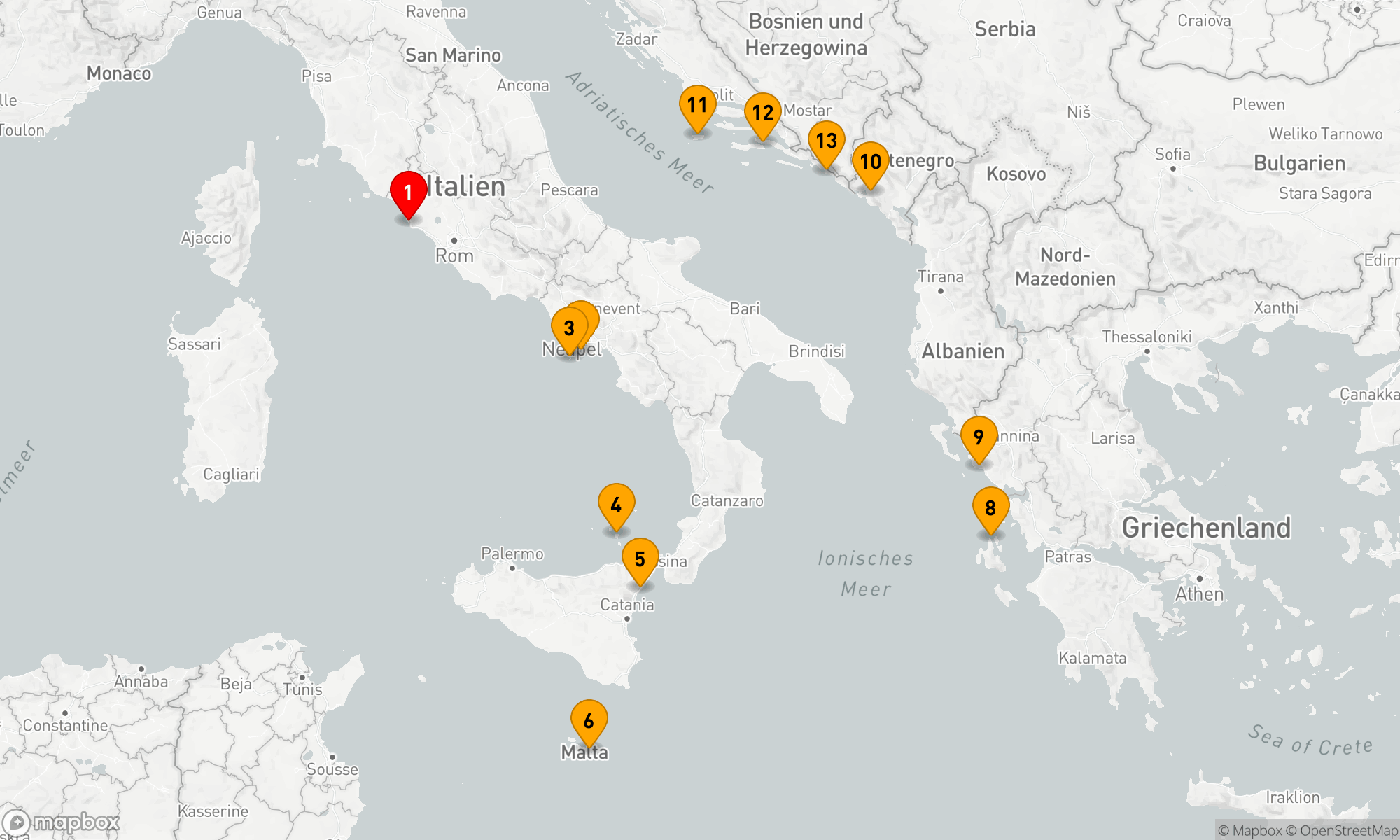 Route 12 Nächte - Italienische und adriatische Ikonen: Von Rom nach Dubrovnik
