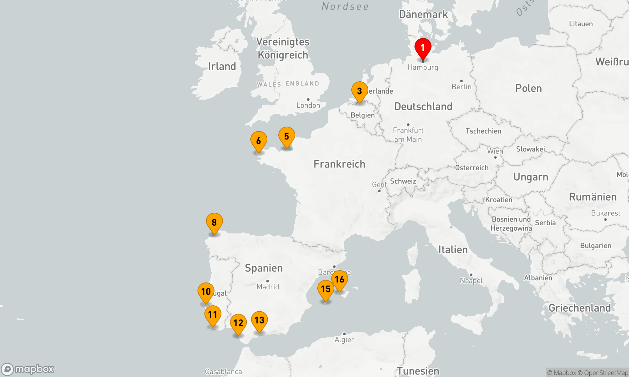 Route 15 Nächte - Goldene Aussichten auf Westeuropas Küsten (EUR2721)