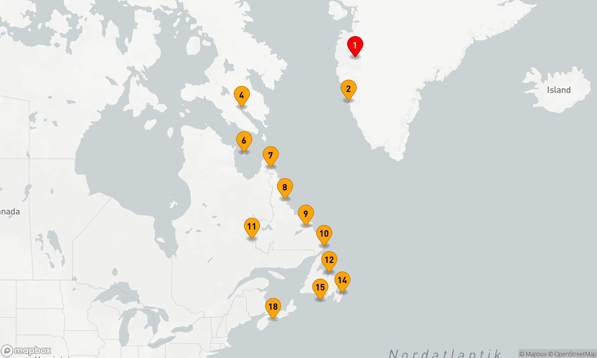 Route 17 Nächte - Wilde Küsten von Grönland bis zur Ostküste Kanadas