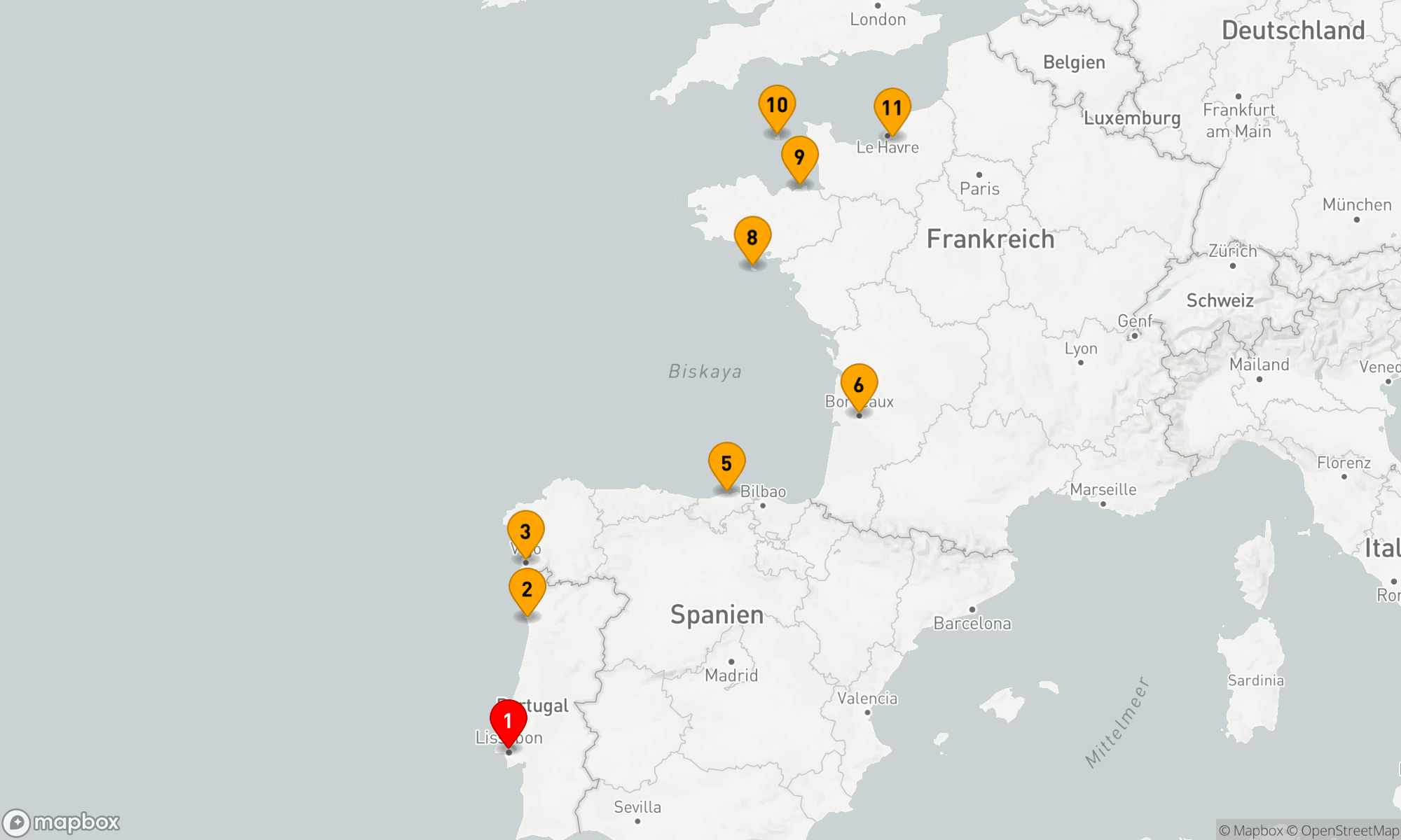 Route 10 Nächte - Befestigte Städte am Atlantik und die Iberische Halbinsel