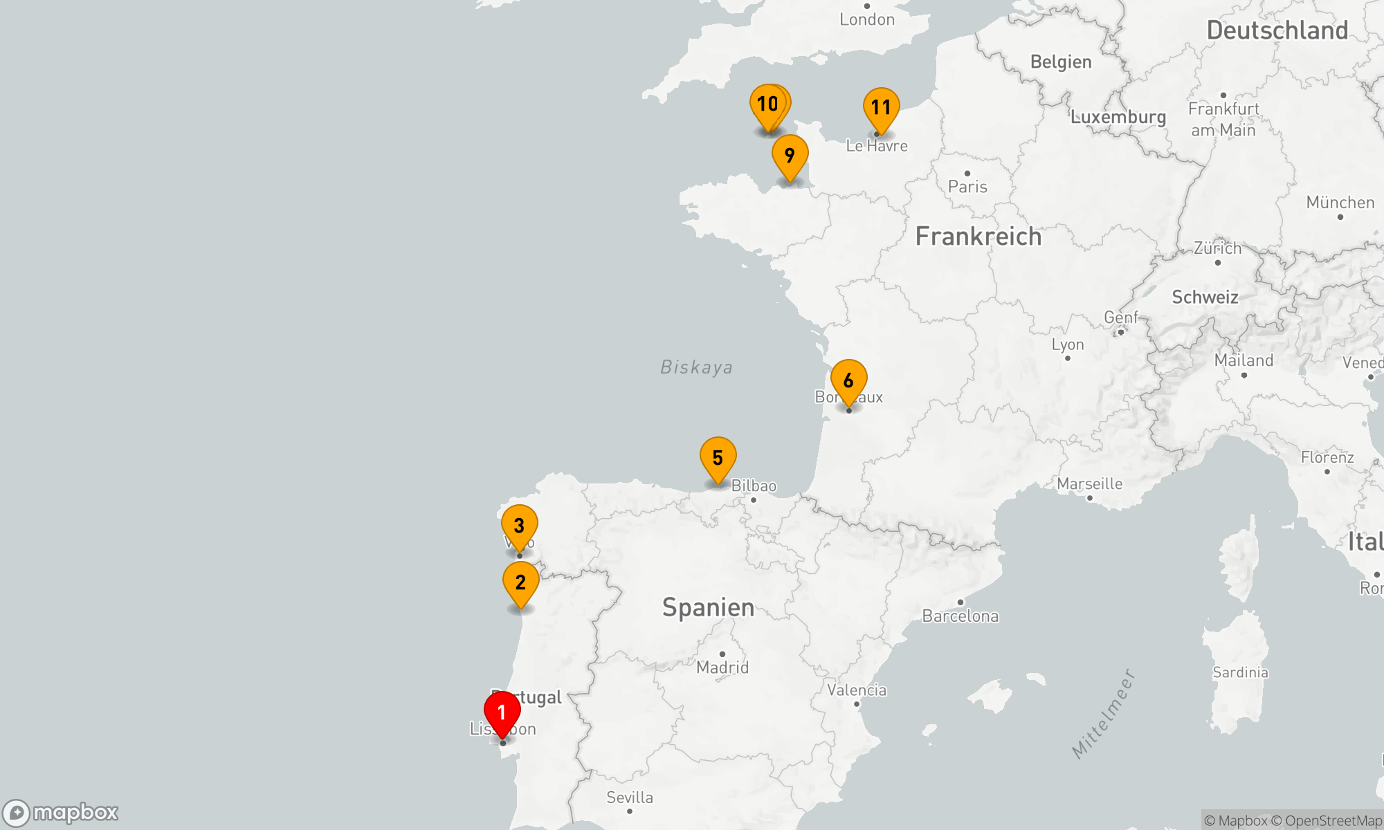 Route 10 Nächte - Befestigte Städte am Atlantik und die Iberische Halbinsel