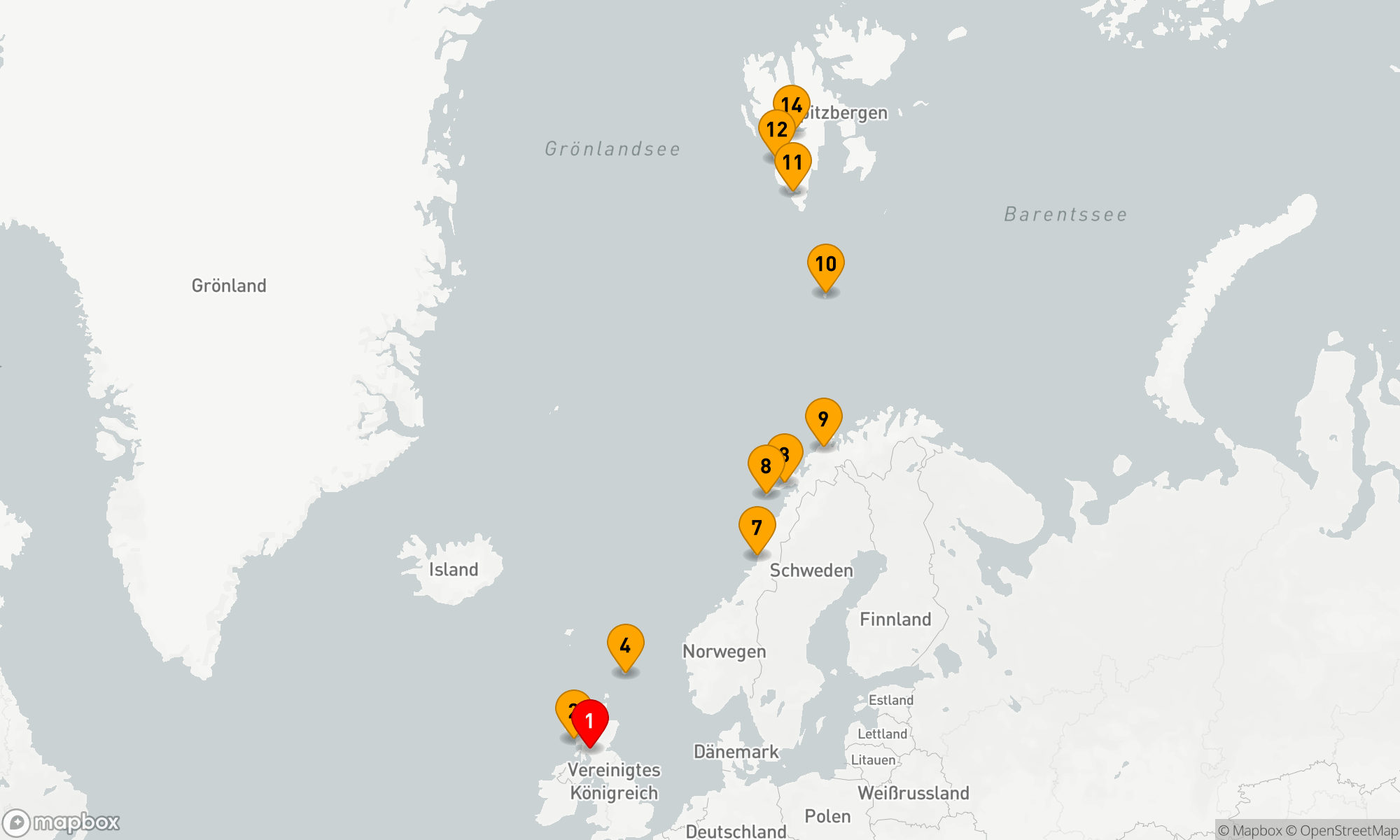 Route 13 Nächte - Von Schottland nach Spitzbergen