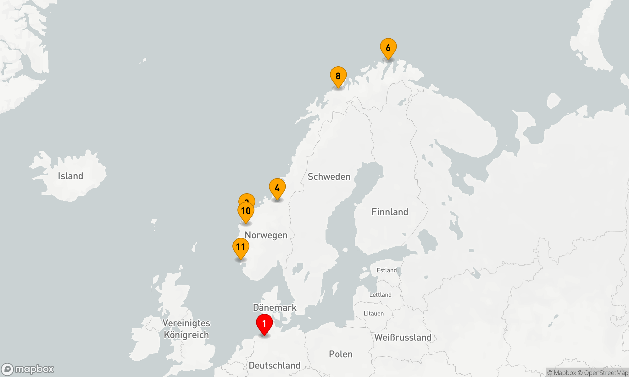 Route 12 Nächte - Norwegens Fjordwelten mit Nordkap